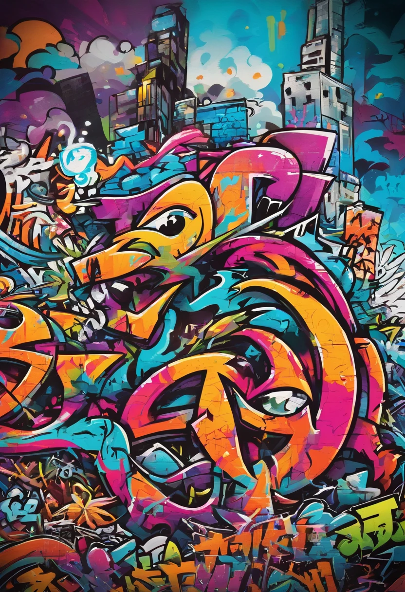 Prompt: Graffiti, The Monster, The whole picture, hight resolution、highly contrast