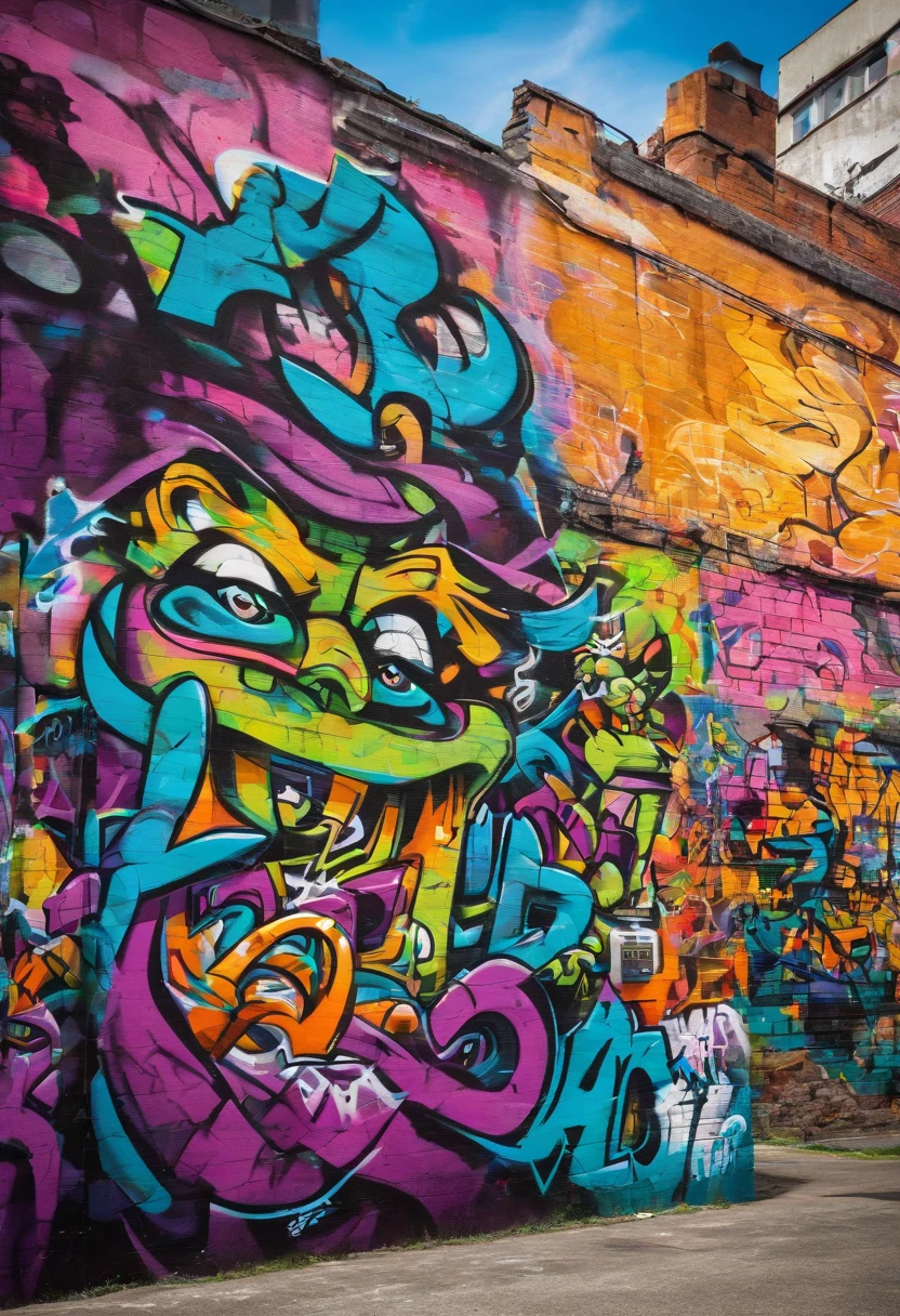 Prompt: Graffiti, The Monster, The whole picture, hight resolution、highly contrast