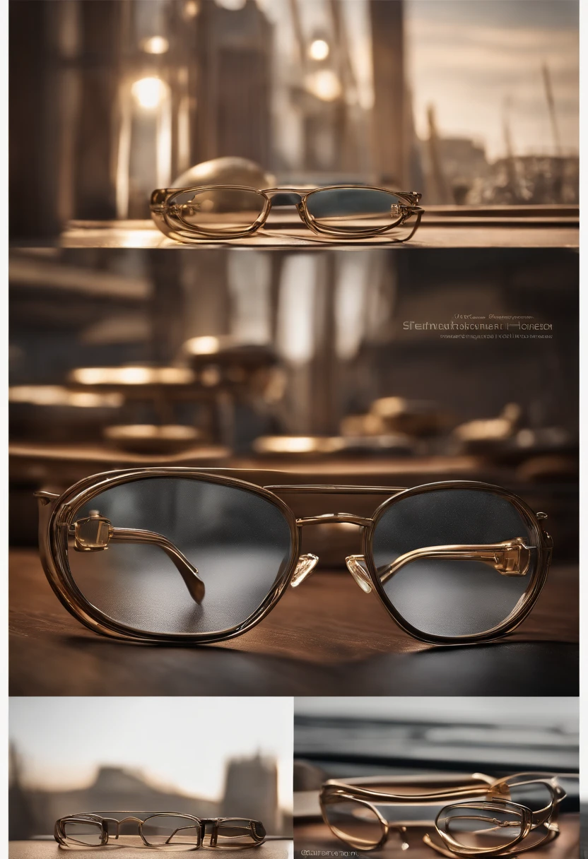 obra-prima, melhor qualidade, octane render, hdr,
sem humanos, fundo simples, fundo preto, fundo cinza, profundidade de campo, fundo gradiente,
(eyeglass), ouro, prata, detalhe intrincado, Eyeglass frame with a unique design, Stylish eyeglasses, com detalhes em filigrana inspirados na arquitetura antiga, futuristic glasses with clean lines, mirrored surfaces, com um toque steampunk, incorporando engrenagens e elementos industriais, misturando modelos diferentes do estilo vintage ao moderno, forming one.