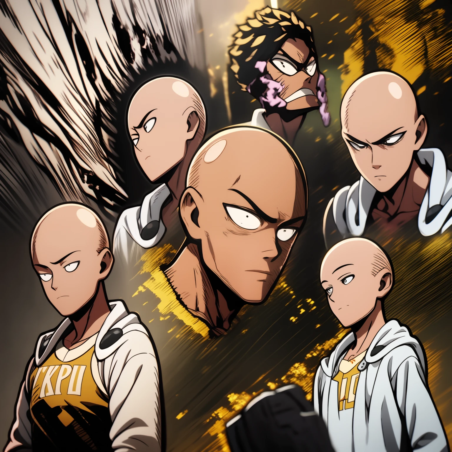 1 boy bald saitama,9 tables,9 poses and expressions,Different emotions,10