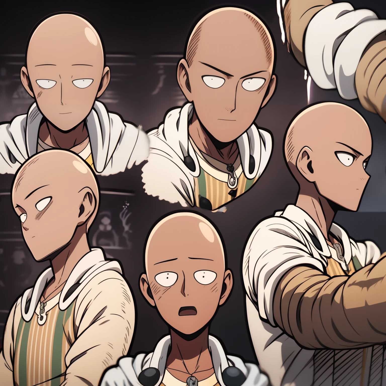 1 boy bald saitama，9 tables，9 poses and expressions，Different emotions，10