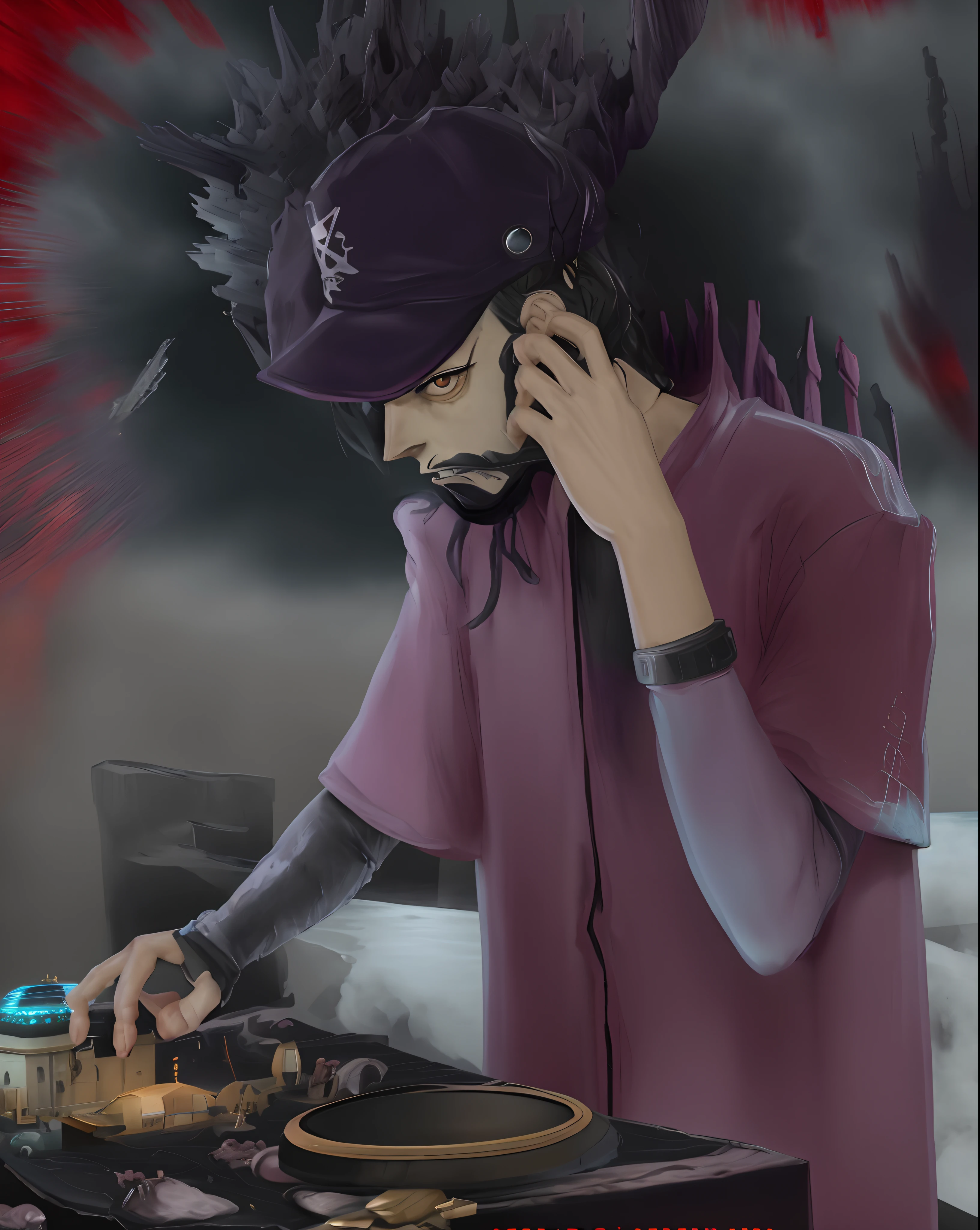Fundo anime de terror, Ultra realista, Full HD, 8k, com barcos antigos quebrado, in the space