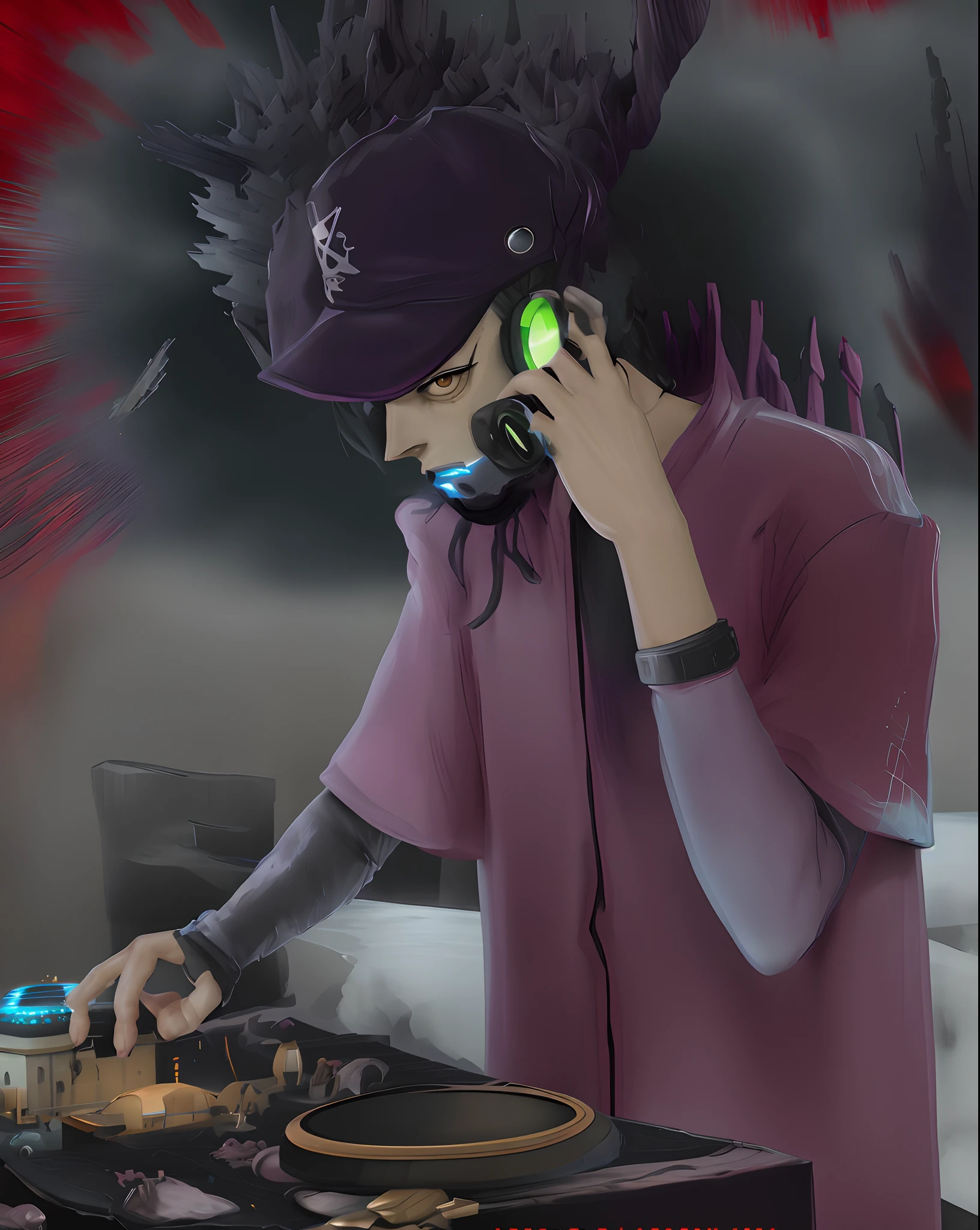 fone de dj, ultra realista, full hd, 8k, futuro, anime