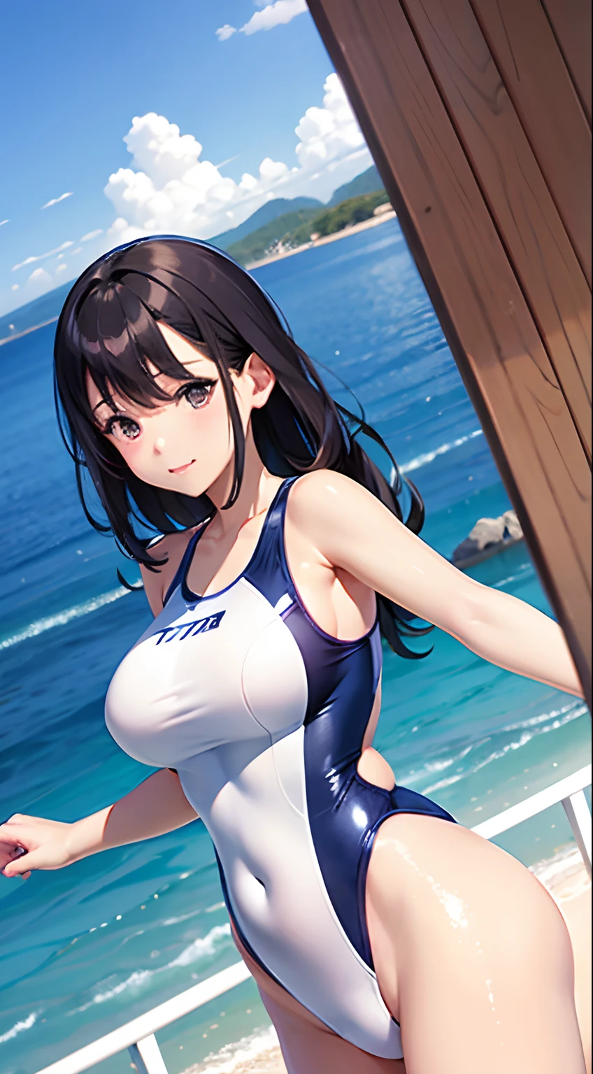 Adults、girl with、Competitive swimsuit、highleg、huge tit