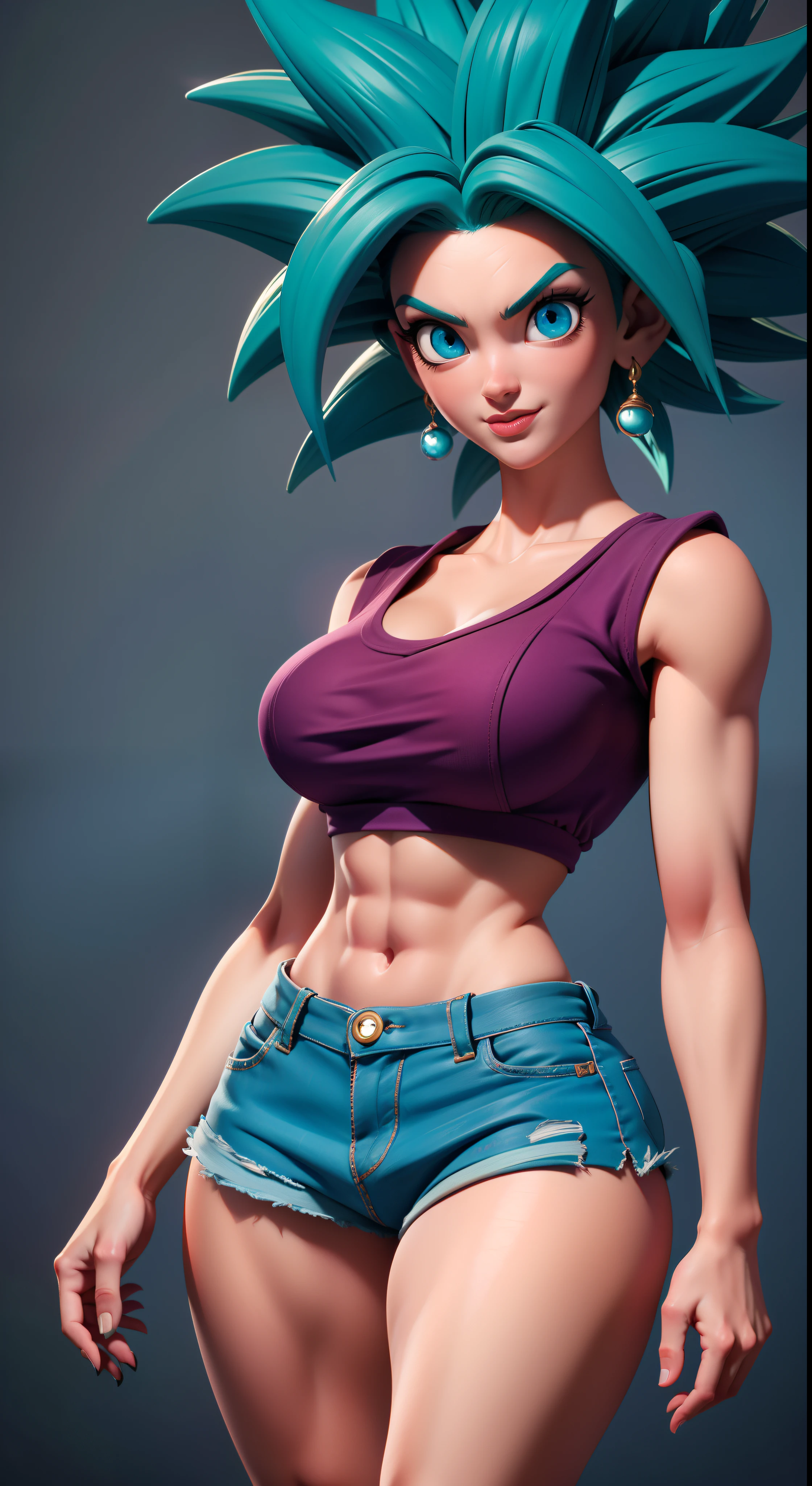 ((masterpiece)), ((proportion Aurea)), ((Dynamic)), ((natural)) ((best quality)), ((ultra-detalhado)), ((kefla dragon ball super)), {1mulher}, {blue hair}, {super sayajin}, {style dragon ball super character}, olhos azuis, {{sexy}}, seios grandes , (roupa casual), {pubic_tatuagem, tatuagem brilhante}, {{anatomia perfeita}}, {{scenecy: jardim fantasy}}, {fundo com desfoque}, mudo, Bottom-up view, perfeito:1.2