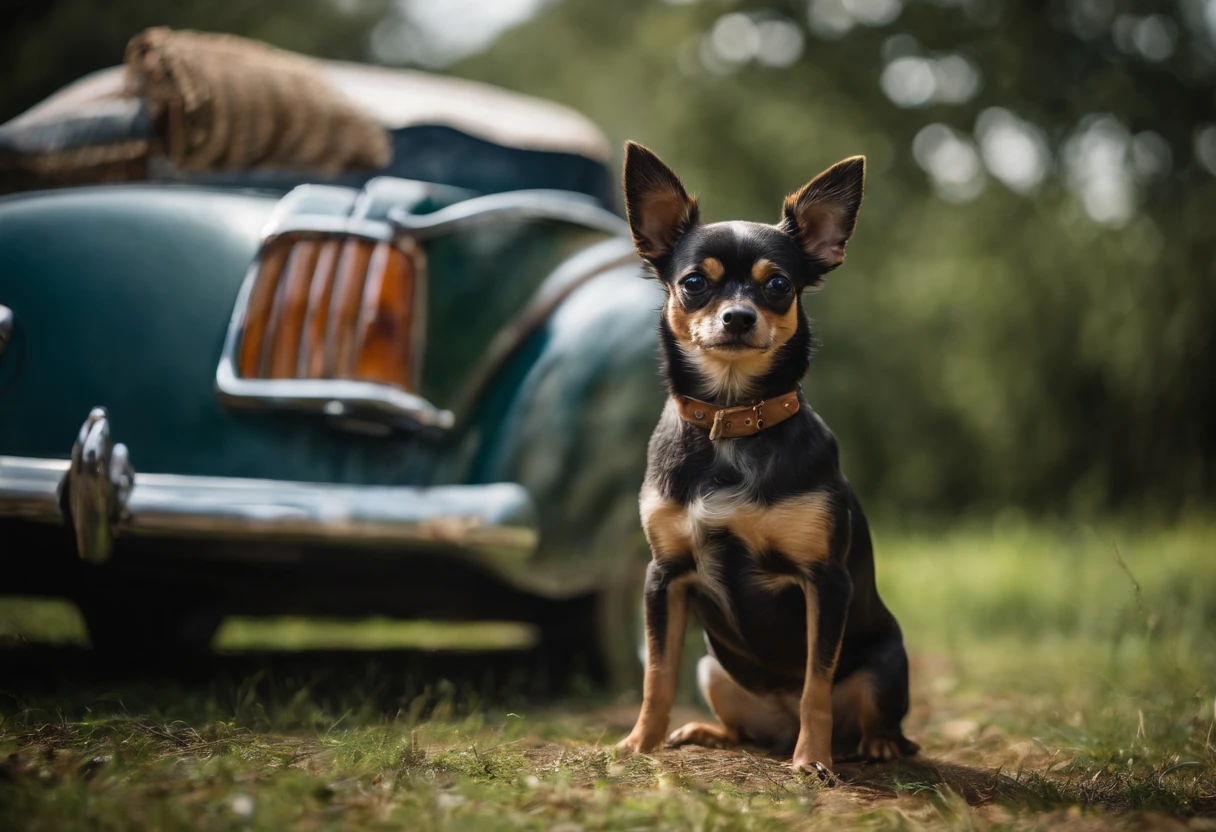 crie um chihuahua pelo longo na grama