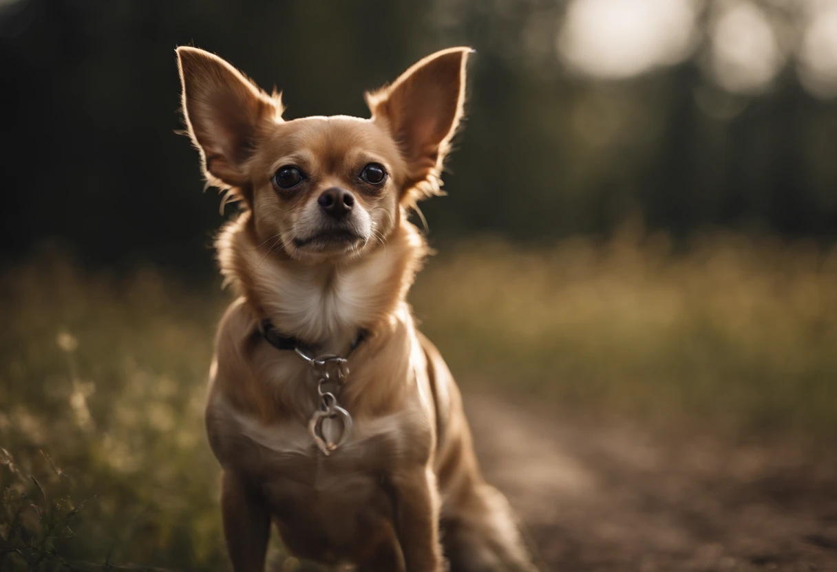 crie um chihuahua pelo longo na grama