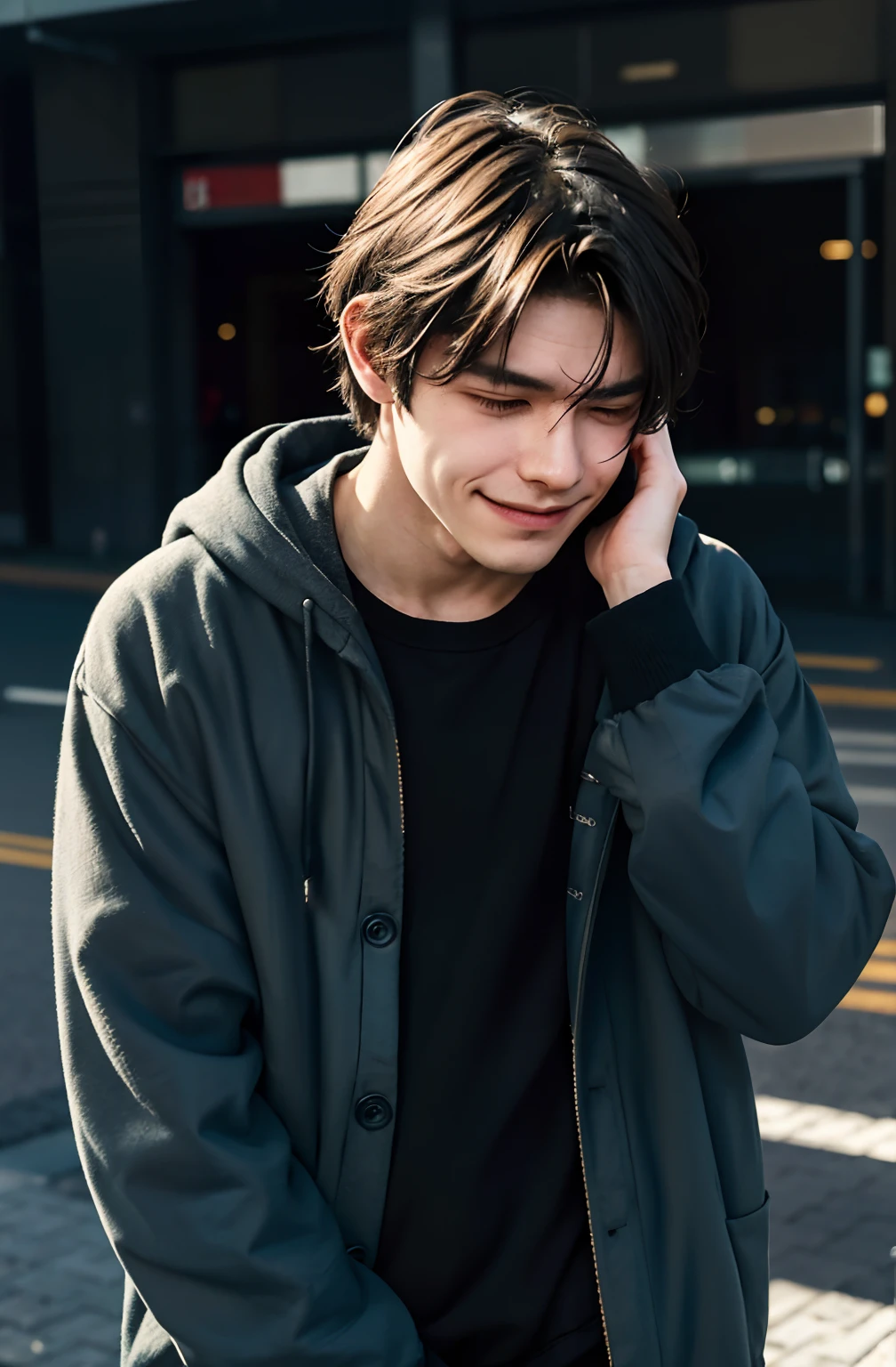 1boy, depression, lack of sleep, sad smile, anxiety, sad heart, lots of thoughts