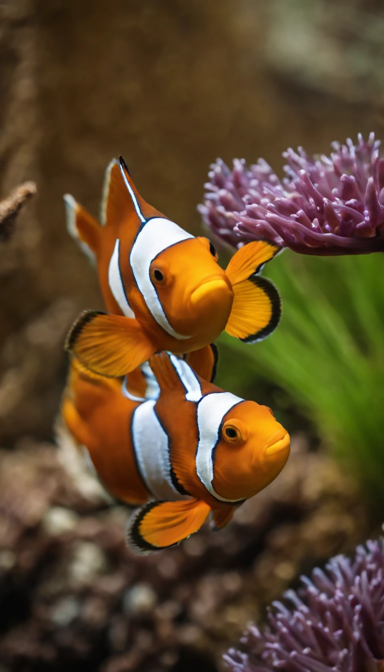 big clownfish shot with Canon EOS Rebel SL1 DSLR Camera and Canon 60mm EF-S macro lens, depth of field, underwater photography --ar 3:2