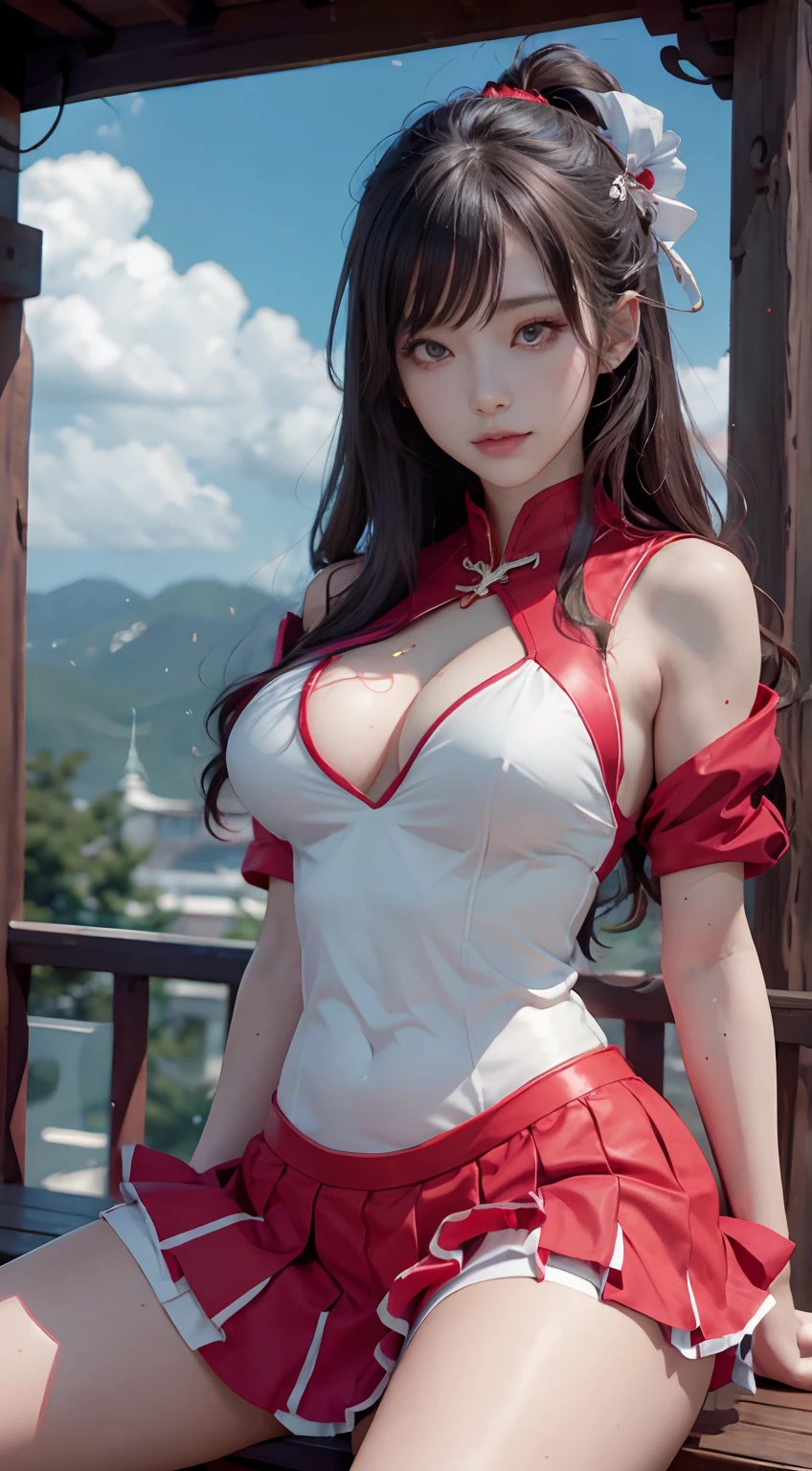 Beautiful woman in red sailor suit、The charm of exorcism、Ultra mini skirt、Sitting in a Chinese temple、Fully open legs、Dragon winds around、White panties are visible、beautiful thigh、Beautiful camel toe、Anime girl cosplay、cosplay foto、Anime Cosplay、Sailor Moon Style、Realistic style、Cinema Machine Shooter、8K Raw、Light effects in movies、A seductive anime girl、beautiful and seductive anime woman、anime goddess