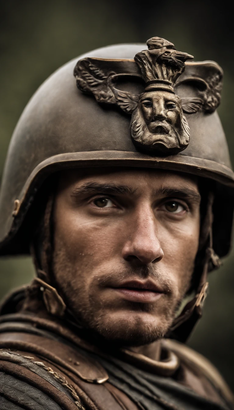 A hyper - realistic GoPro selfie of a Roman Soldier during battle --ar 3:2''