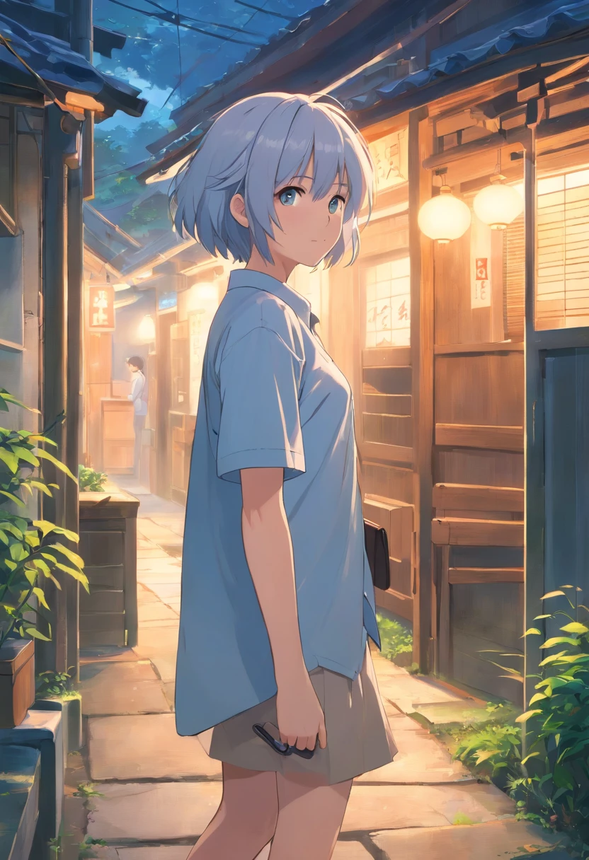 A rural woman in a white shirt,The face is full of wrinkles,white haired Cangcang,Doubts shocked,Walking into the broken house with a bag at night,mystical aura, surreal atmosphere,(Chinese folk suspense, terroral, Supernatural comic book style), hyper qualit,hyper HD,4K