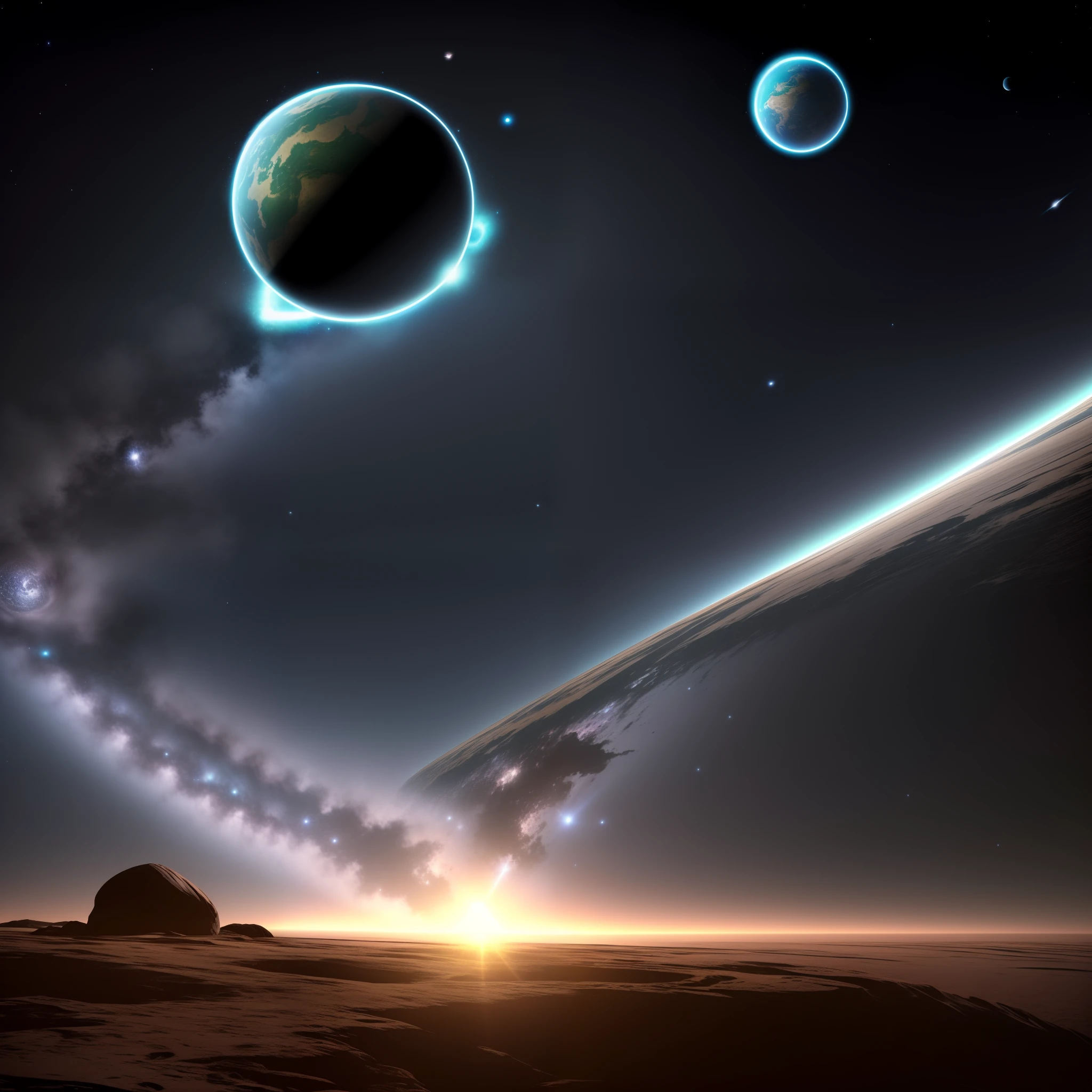 You stand on an asteroid, gazing into the deep distance of space. A massive metallic sphere with strange symbols etched on its surface drifts into view. Defying gravity, it begins accelerating to near light speed, blurring into a circular streak as it rapidly orbits the edge of the universe.
Approaching the cosmic whirlpool forming around the sphere, you feel drawn toward an event horizon. As you near the surface, the symbols radiate an otherworldly energy. Reality fractures in a kaleidoscope of primal forces.