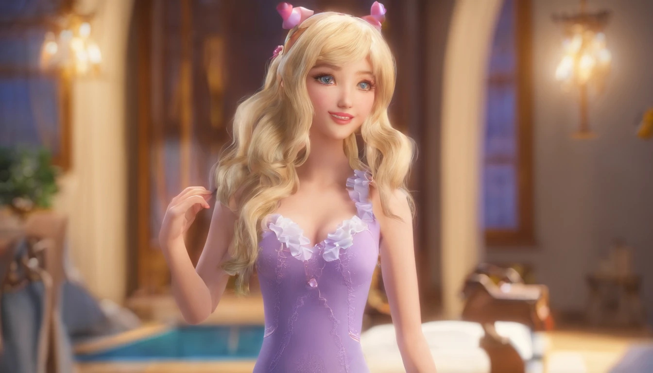 Lovely face，Has long soft hair and bright eyes，Always wear cute clothes and accessories、Cute petite beautiful girl，Bare breasts wearing stockings，8K，finedetail，high qulity，hyper-high detail，Beautiful and beautiful，The scene is beautiful，tmasterpiece，high-quality wallpaper，Enchanting figure