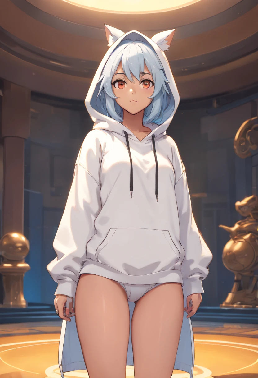 cartoon of a shortstack woman with a white oversized hoodie, a pastel inspired by Puru, black lineart, full body portrait of a short!, oc commission, fullbody commission for, commission for high res, thick smooth warframe thighs, 2 b, 2b, ebony skin, (sfw) safe for work