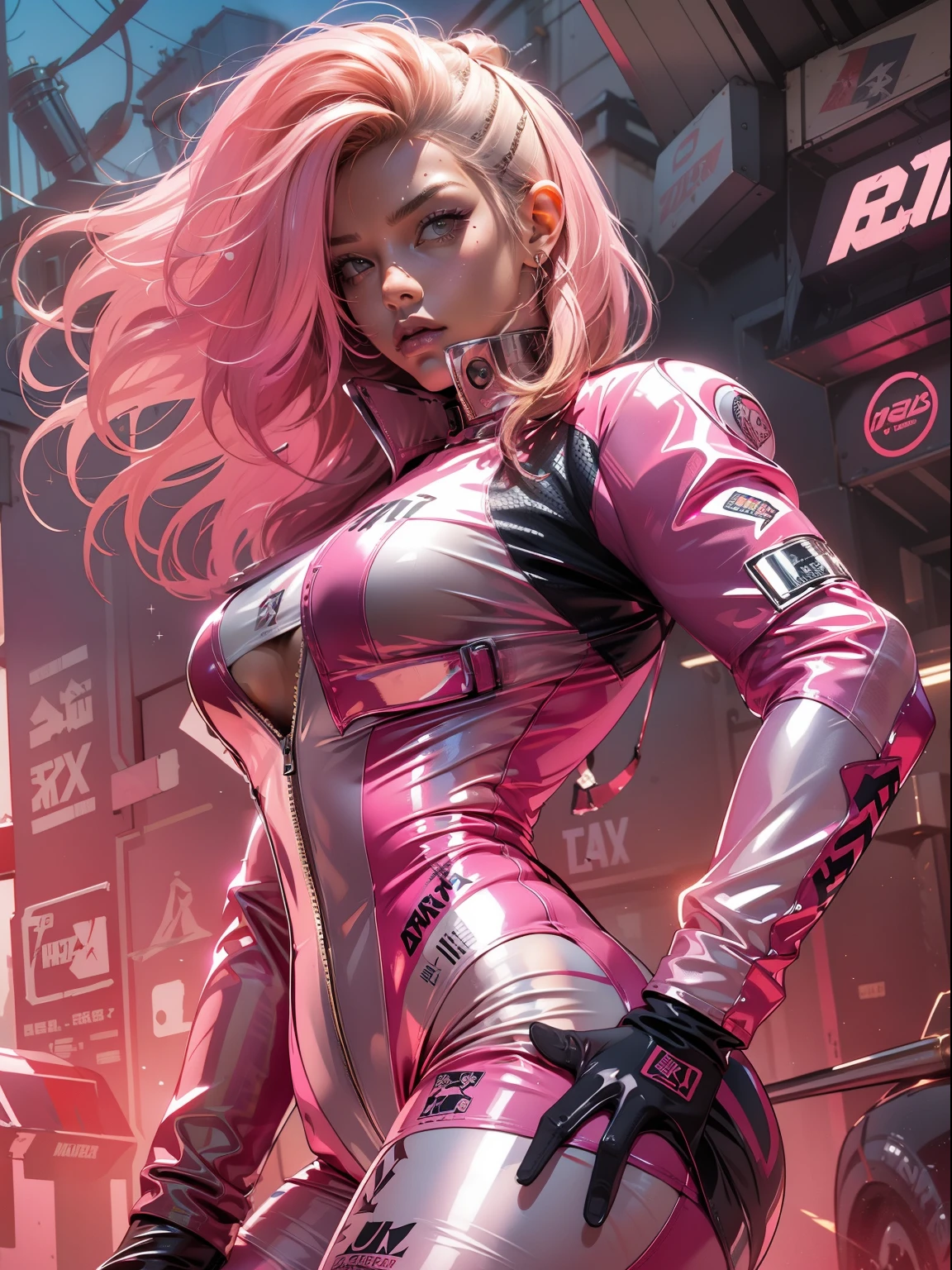 (((woman))), (((best qualityer))), (((tmasterpiece))), (((AS-Adult))), (((1girll))), ((( Bob Hairstyles ))), ((( latina ))), ((( dark-skin ))), A 25-year-old cyberpunk gladiator with a perfect body, Shoulder pads with metal spines, Brooklyn gladiolus, tanned (( Bob Hairstyles )), Small leather panties, Torn football team shirt, Simon Beasley, almost naked(Simon Bisley)Urban barbaric style for《heavy metal》MagazineCover, with short golden hair, Minimum clothing, Left arm metal protection,With complex graphics, Faded red with white stars and paisley motifs, navy and white, Armor painted with aggressive graphics, Full of tips and rivets, (((From the knee up))), The background is Shepard Fairley(Shepard Fairey)Painted walls of complex design,(RAW photo:1.2),Pink latex jumpsuit,Hollow-out on,Holt collar, latex shiny,tight-fitting,sweat leggs,White liquid, Pink body, wearing atsuko kudo latex outfit, wearing tight suit, Smooth pink skin, catsuits, Wearing latex, shiny plastic, shiny metallic glossy skin, The color of pink glow, latex outfit, chrome bodysuit, cyberpunk glossy latex suit, Shiny, futuristic glossy latex suit spread their legs M-shaped legs angry look sullenness Irritated,white liquid all over body,