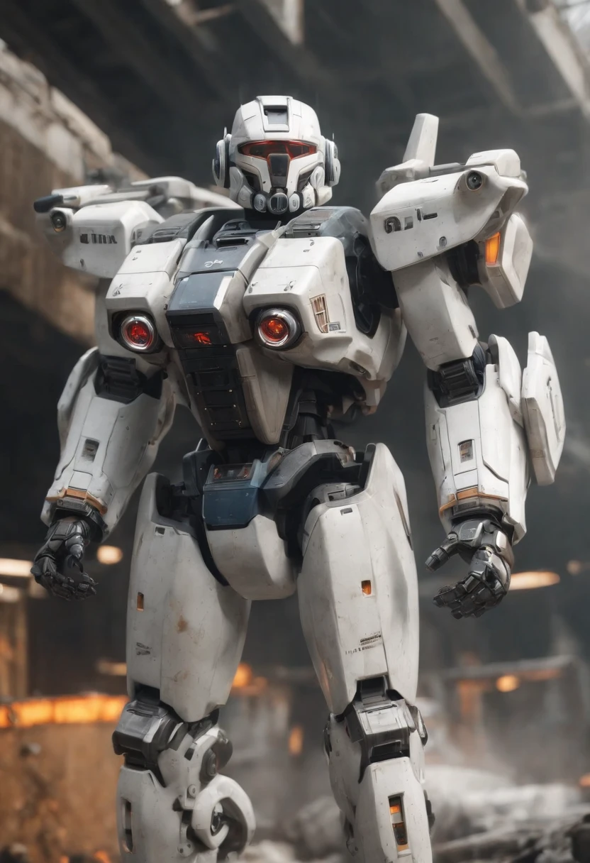 ((Best Quality)), ((Masterpiece)), (Very Detailed:1.3), 3D, Shitu-mecha, Beautiful cyberpunk man wearing her mecha in ruins of a city of forgotten wars, streets with mecha in firefight, short silver hair, sci-fi technology, HDR (High Dynamic Range), ray tracing, NVIDIA RTX, super resolution, Unreal 5, subsurface scattering, PBR texture, post-processing, anisotropic filtering, depth of field, maximum sharpness and sharpness, Multi-layer textures, albedo and specular maps, surface shading, accurate simulation of light-material interactions, perfect ratios, octane rendering, duotone lighting, low ISO, white balance, rule of thirds, wide aperture, 8K RAW, efficient sub-pixels, subpixel convolution, luminous particles, light scattering, Tyndall effect,upper body