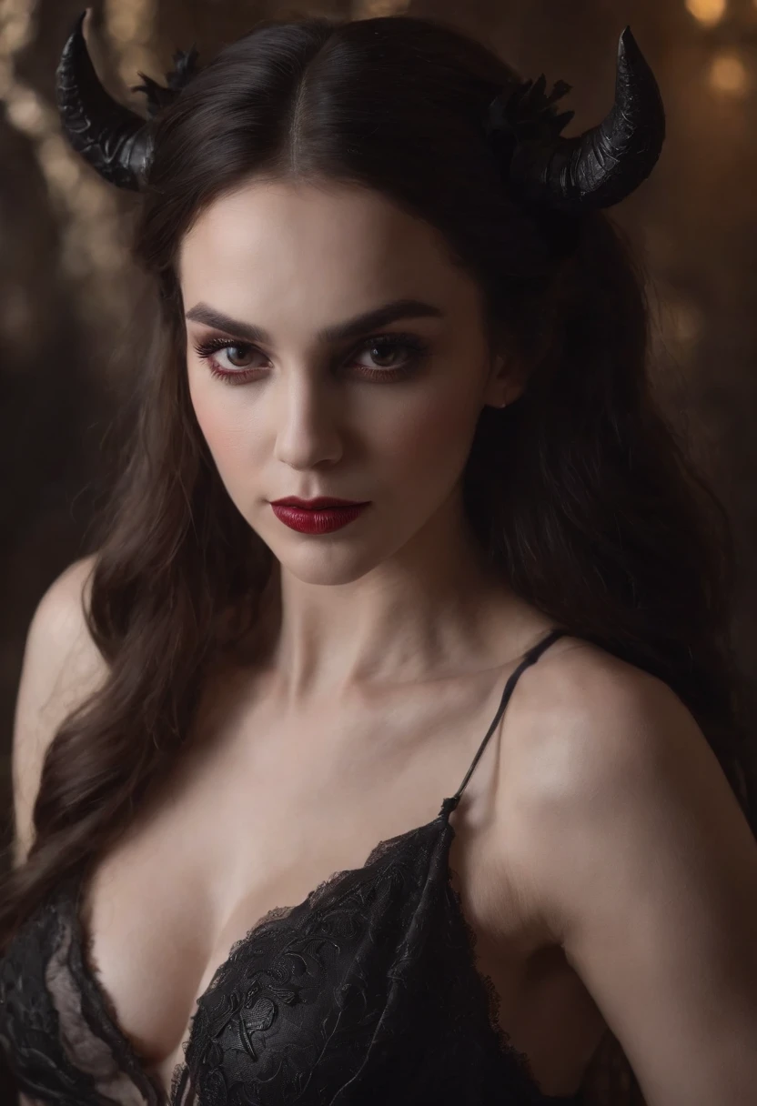 The dark beauty of the succubus,up close photo of 1girl,upper body