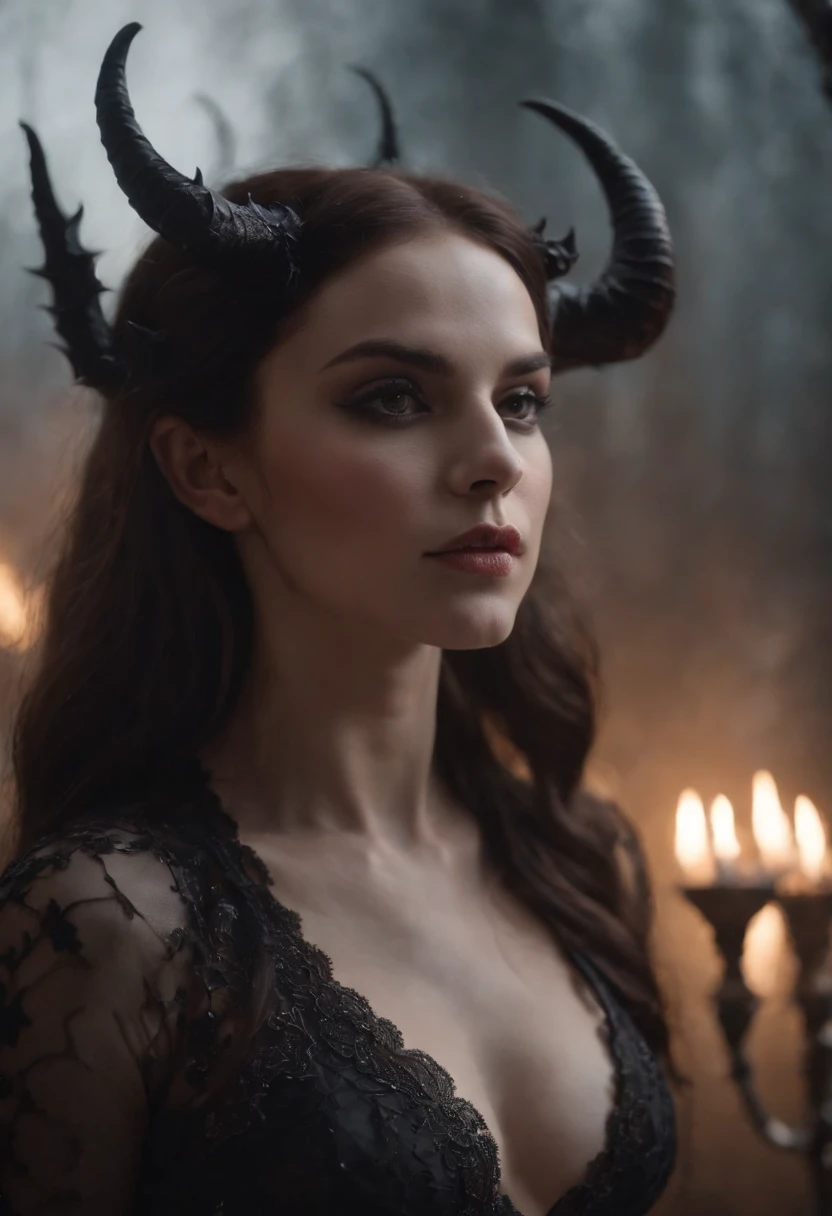 The dark beauty of the succubus,up close photo of 1girl,upper body