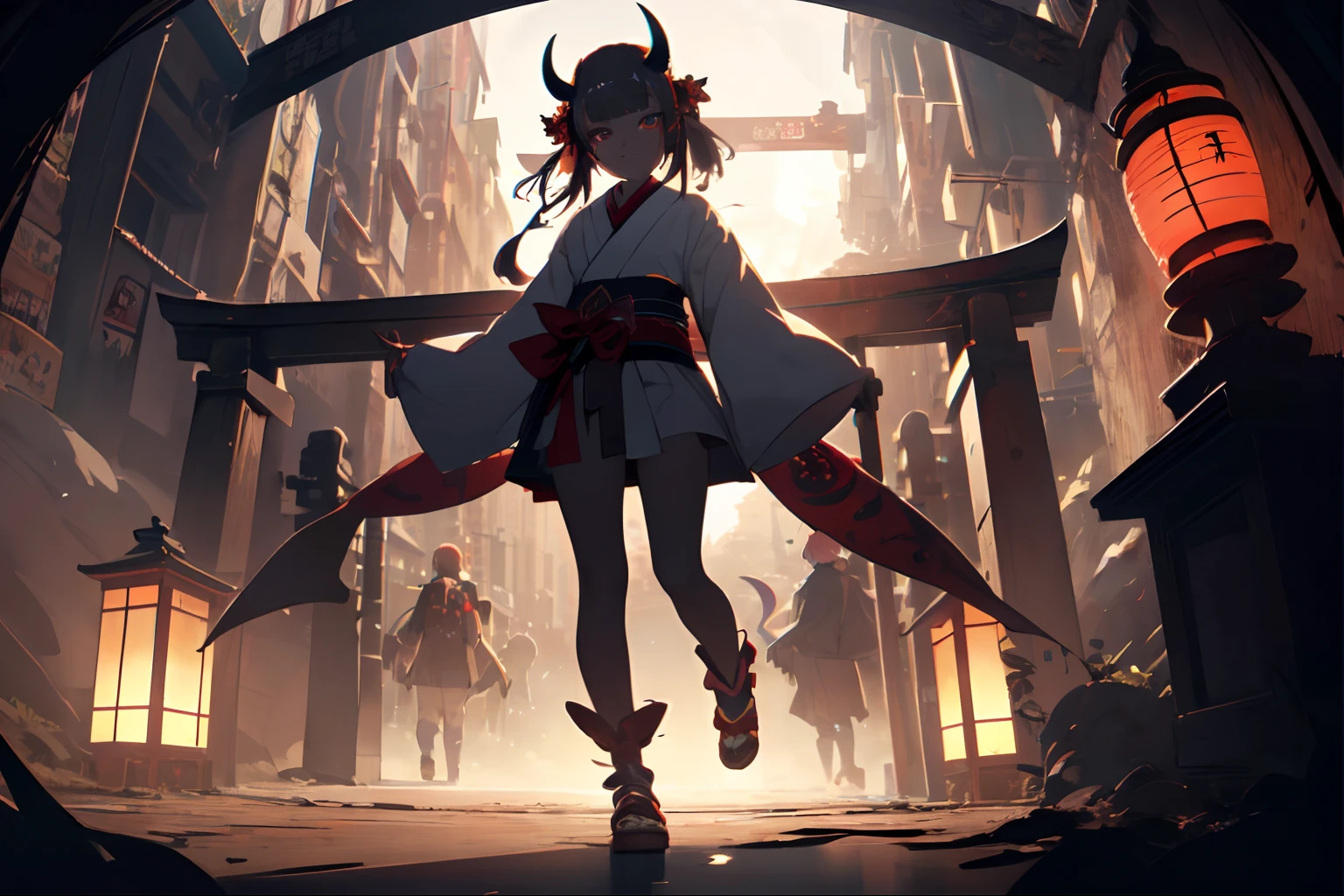 Anime girl in kimono costume walking in the city, guweiz on pixiv artstation, guweiz on artstation pixiv, Trending on ArtStation pixiv, anime style 4 k, 2. 5 d cgi anime fantasy artwork, artwork in the style of guweiz, by Yang J, badass anime 8 K, guweiz, from arknights