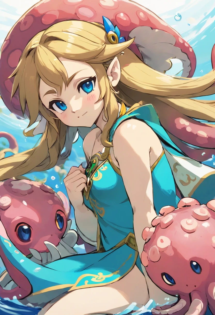 Zelda having sex with an octopus。Zelda having sex with tentacles. (The Legend of Zelda: Breath of the Wild).masterpiece