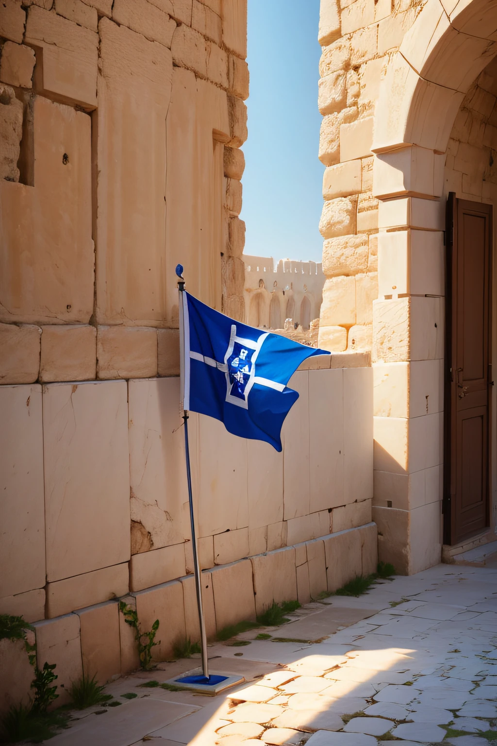 Isrrael flag on the Western Wall in Isrrael