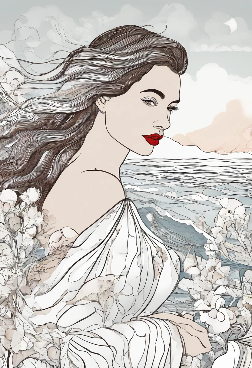 Masterpiece:1.4),, (Best quality:1.4),, Ultra-high RES,, 8K, CG,, (Extremely delicate and beautiful:1.2),,The upper part of the body,, 1girll,, Solo,, fashi-girl,, Mature girl,, , huge tit, Sweet,, , Sea backgroun,the reef,swell sea,Long brown hair,, pony-tail hair,, , Brown eyes,, Closed mouth,, Red lips,, , Face blown away by the wind,, ,Delicate depiction of facial features,almond eyes,Delicate eyeliner。long eyelasher,greene eyes,Black pupils,There is starlight in the eyes,Delicate lip detailing,Oil painting quality,Thick painting style, The beauty of Venus,the ocean,foamy,Stand on a huge shell