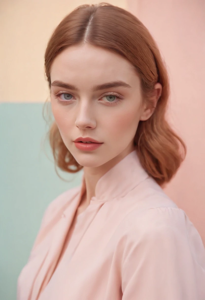 Market, neopop, pastel colors, by jimmy marble, portrait model pose, (medium shot)