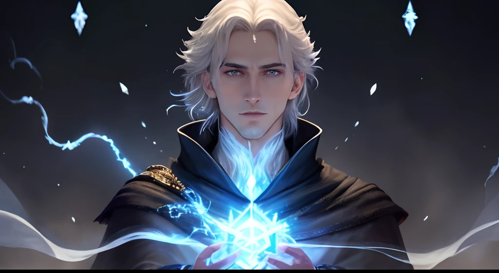 Avatar Description:
- Aelarath is a tall, imposing wizard, com longos cabelos prateados que fluem como uma cachoeira. His eyes are a deep blue, que parecem conter um segredo antigo. He wears a dark cloth robe adorned with golden magic runes, que brilham suavemente com energia arcana. Um manto de veludo preto com forro estrelado cobre seus ombros, criando uma aura misteriosa ao seu redor.