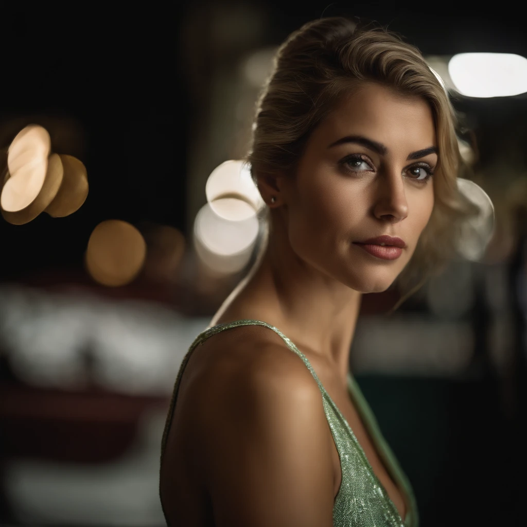 20 years old woman, sexy, mirando a la camara, con senos grandes, cuerpo de latina, piel blanca, de cuerpo entero, rubia, ojos verdes.