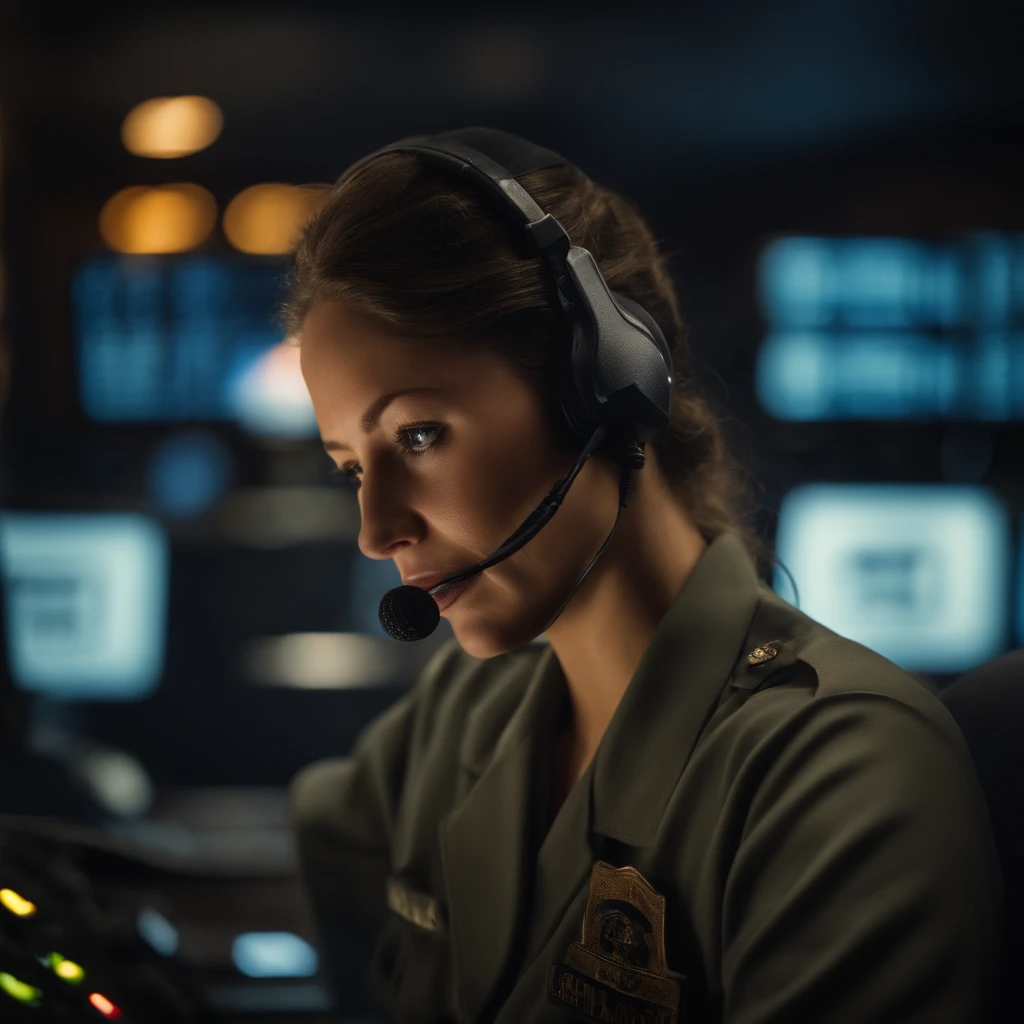 closeup of 911 operator