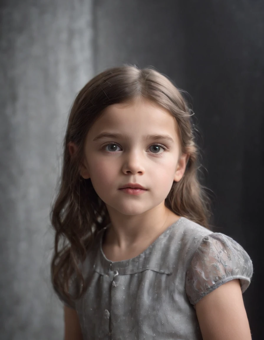 potrait photo of 8 years old  girl being isolated in the basement, naked, pretty face, white skin, blonde hair, blue eyes, full body