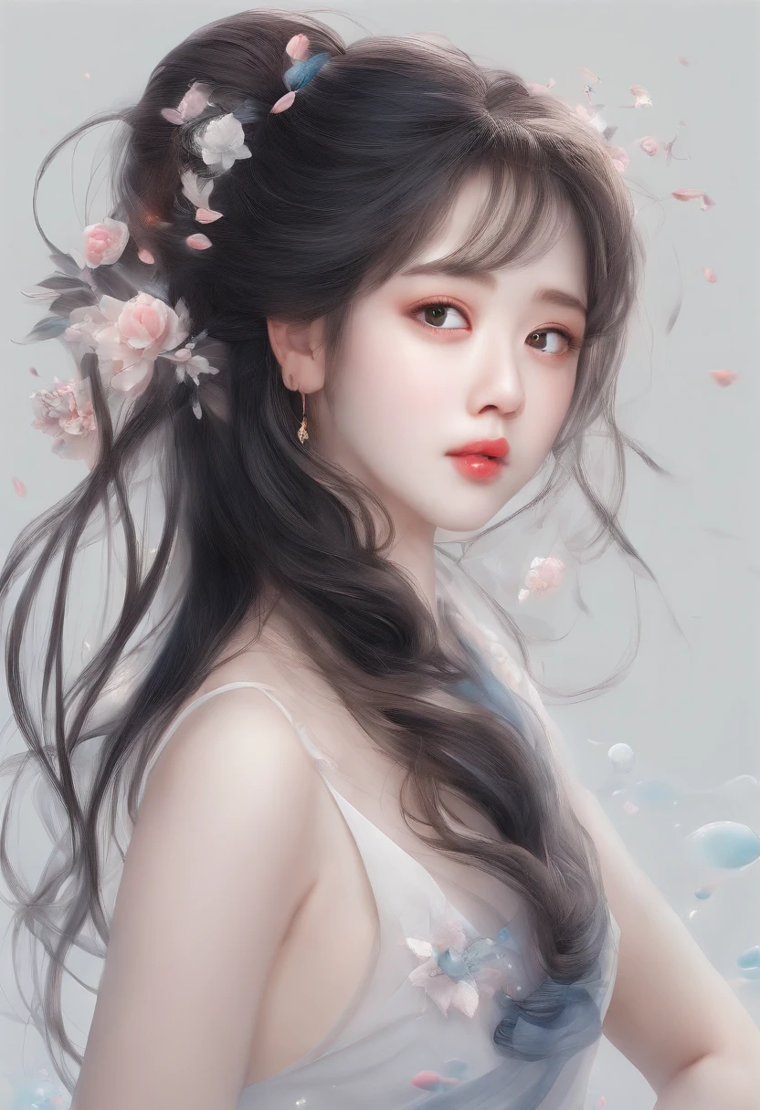 Masterpiece:1.4),, (Best quality:1.4),, Ultra-high RES,, 8K, CG,, (Extremely delicate and beautiful:1.2),,The upper part of the body,, 1girll,, Solo,, fashi-girl,, Mature girl,, , huge tit, Sweet,, , Sea backgroun，the reef，swell sea，Long brown hair,, pony-tail hair,, , Brown eyes,, Closed mouth,, Red lips,, , Face blown away by the wind,, ,Delicate depiction of facial features，almond eyes，Delicate eyeliner。long eyelasher，greene eyes，Black pupils，There is starlight in the eyes，Delicate lip detailing，Oil painting quality，Thick painting style， The beauty of Venus，the ocean，foamy，Stand on a huge shell