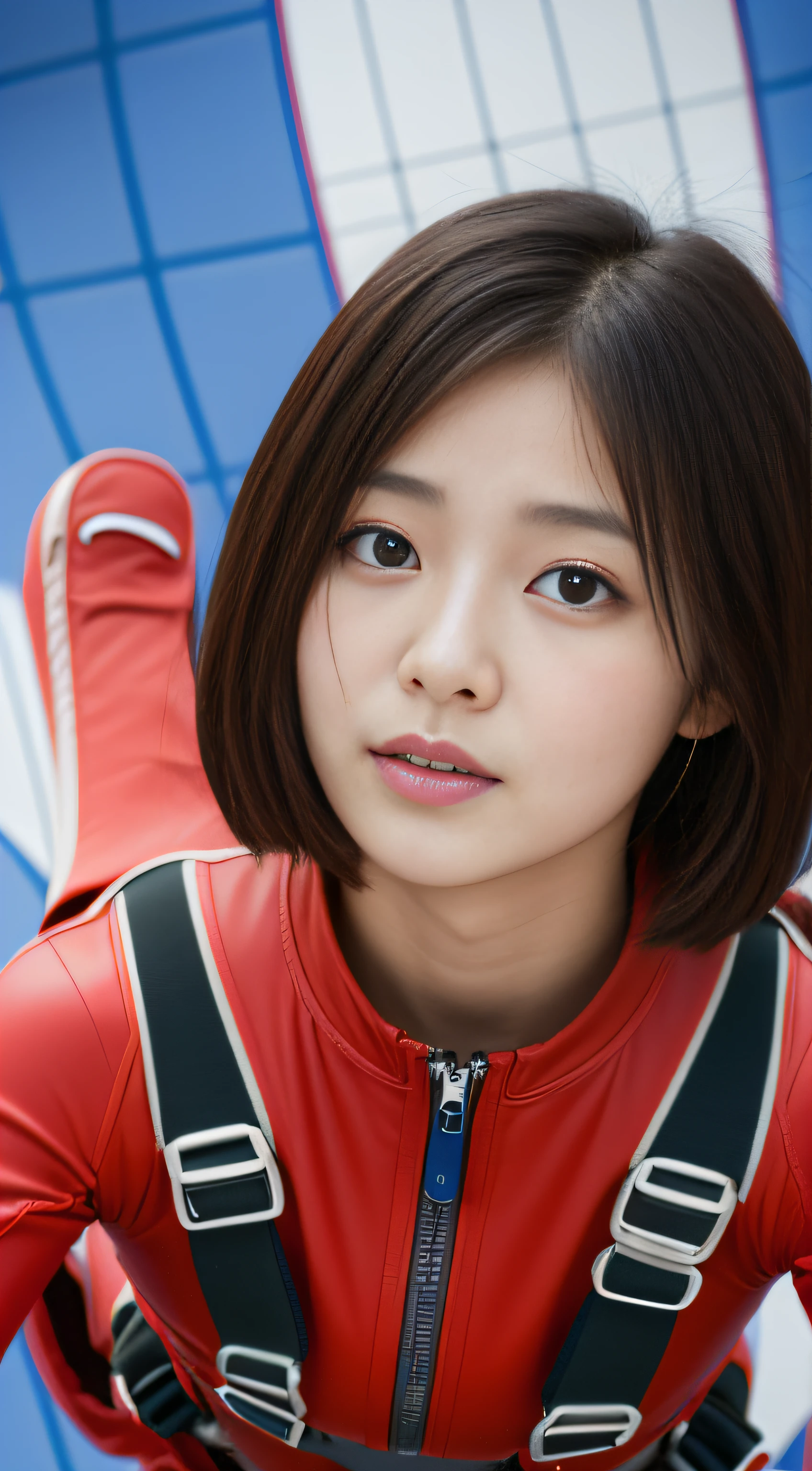 ((skydiving))、(masterpiece、top-quality) 、kawaii、、((20 year old woman:1.2))、Young adorable Japan face, ,Soft portrait shots,in 8K,、Young cute gravure idol、、Young gravure idols、model in Japan