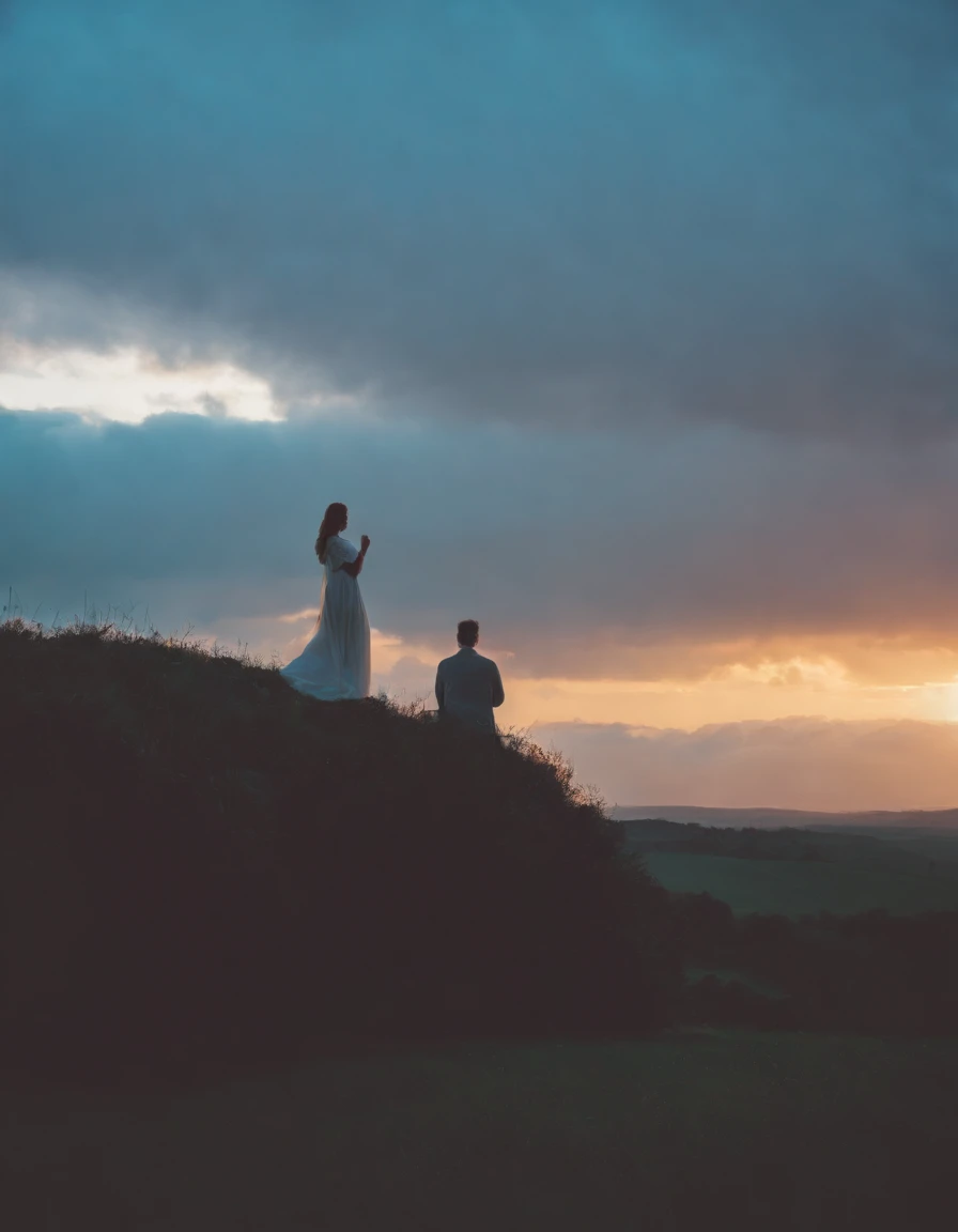 this week in rae engineering podcast : raeing, in the style of light sky-blue and magenta, ethereal portraits, ethereal atmospheres, flowing silhouettes, light yellow and dark purple, over, high contrast, pensive poses