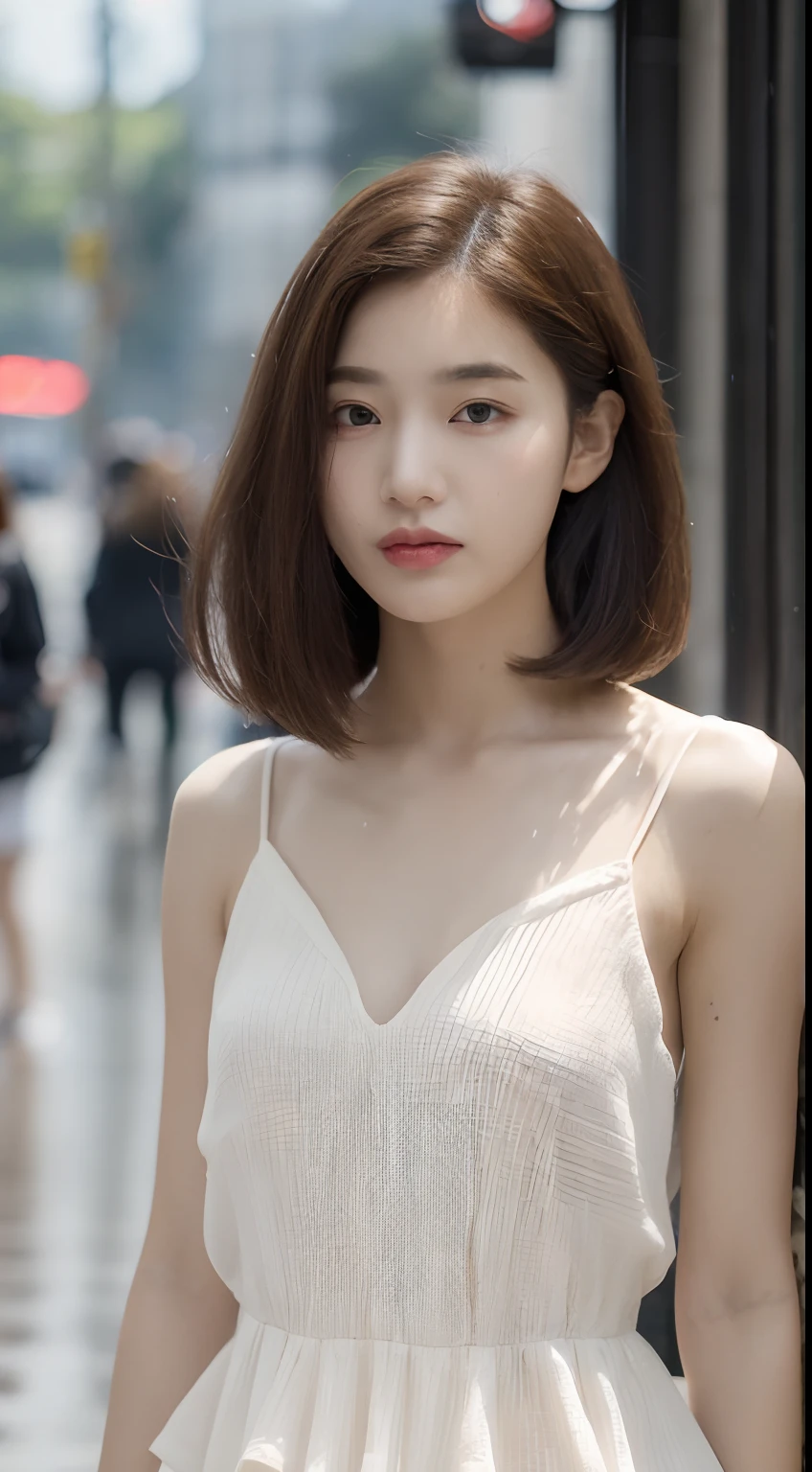 (a girl,beautiful detailed eyes,beautiful detailed lips,extremely detailed eyes and face,long eyelashes,smooth skin,white teeth,dimpled smile,black hair flowing to the chest,white fair skin,wearing a white short-sleeved top,tall and slender)⇒
(best quality,4k,8k,highres,masterpiece:1.2),ultra-detailed,(realistic,photorealistic,photo-realistic:1.37),HDR,UHD,studio lighting,ultra-fine painting,sharp focus,physically-based rendering,professional,vivid colors,bokeh,portraits