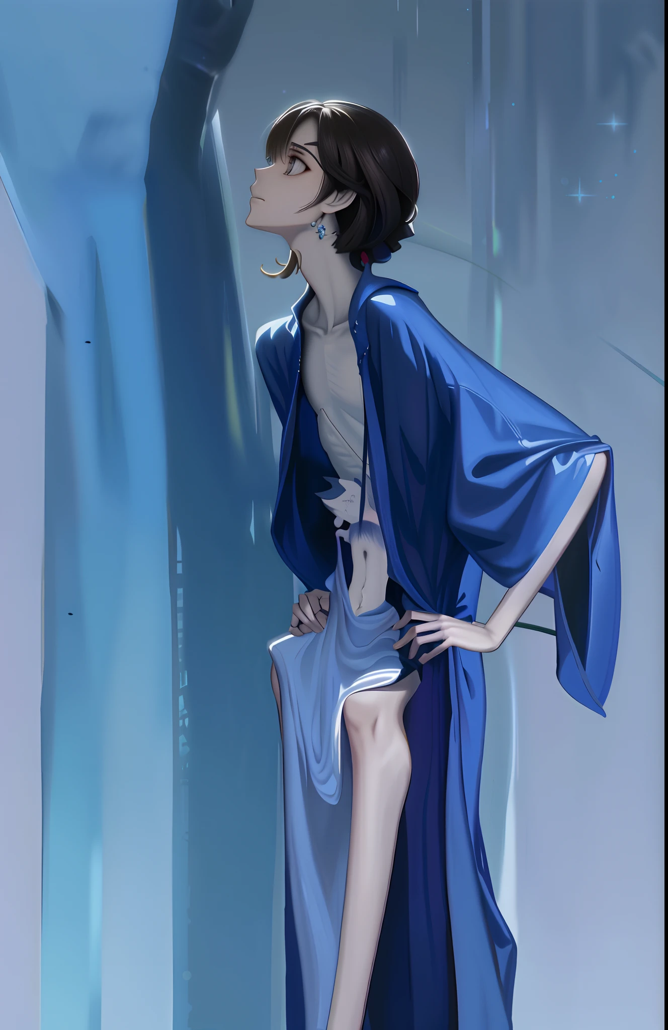pelvic bone，the ribs，鎖骨，emaciated，slenderness，big breasts thin waist，Thin leg，tight leather pants