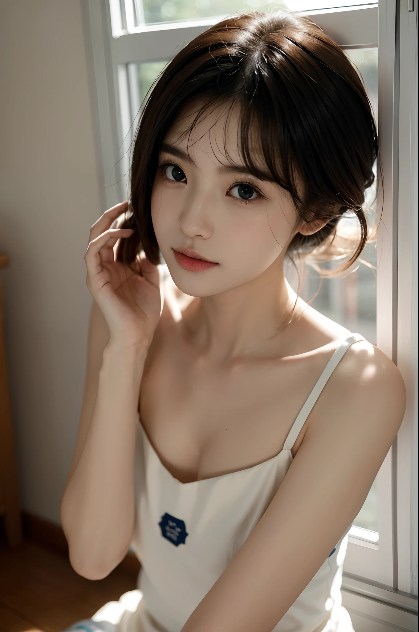 beautiful japanese female、realisitic、Beautiful fece、Detailed body。perfect bodies