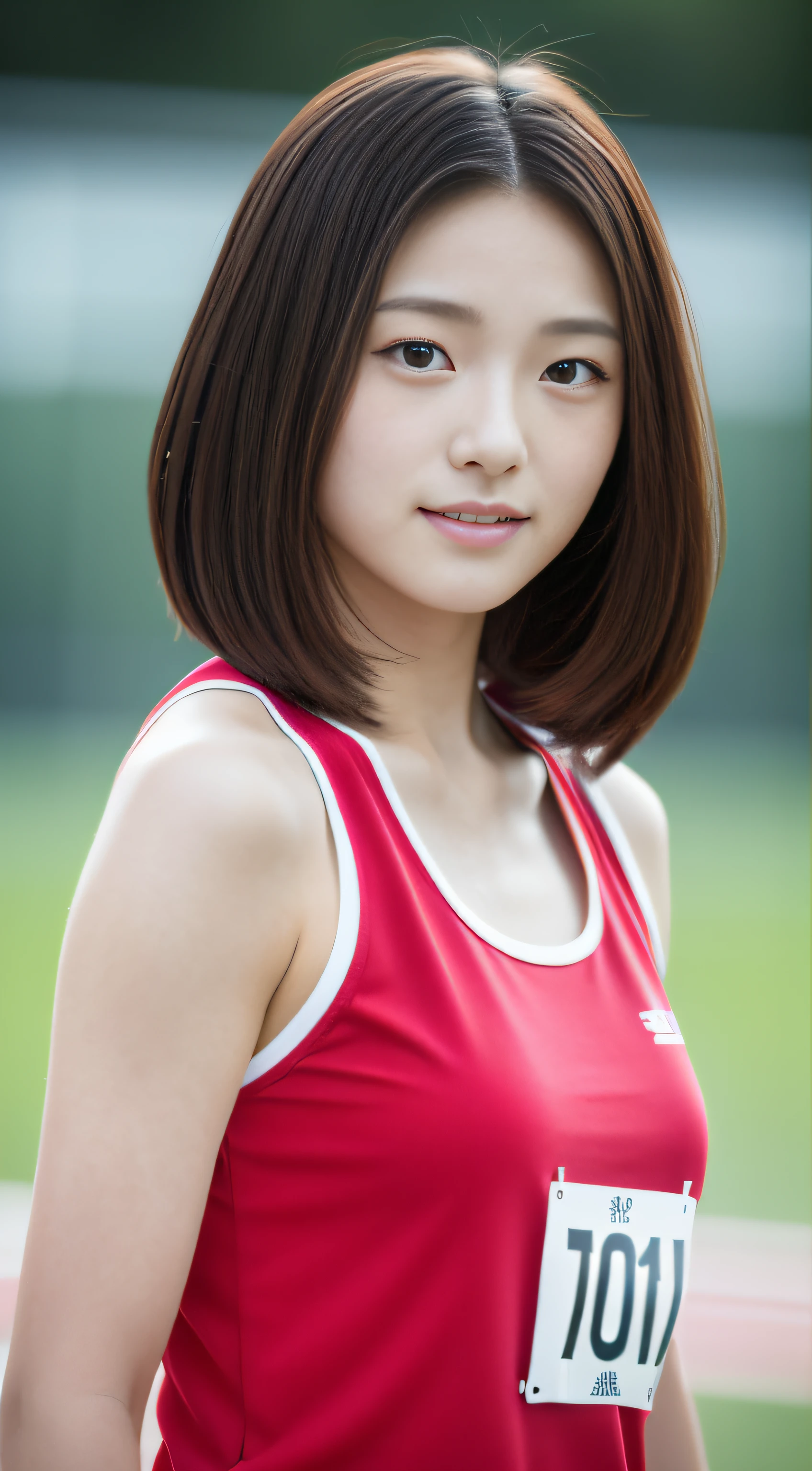 ((track and field))、(masterpiece、top-quality) 、kawaii、((20 year old woman:1.2))、Young adorable Japan face, ,Soft portrait shots,in 8K,、Young cute gravure idol、、Young gravure idols、model in Japan