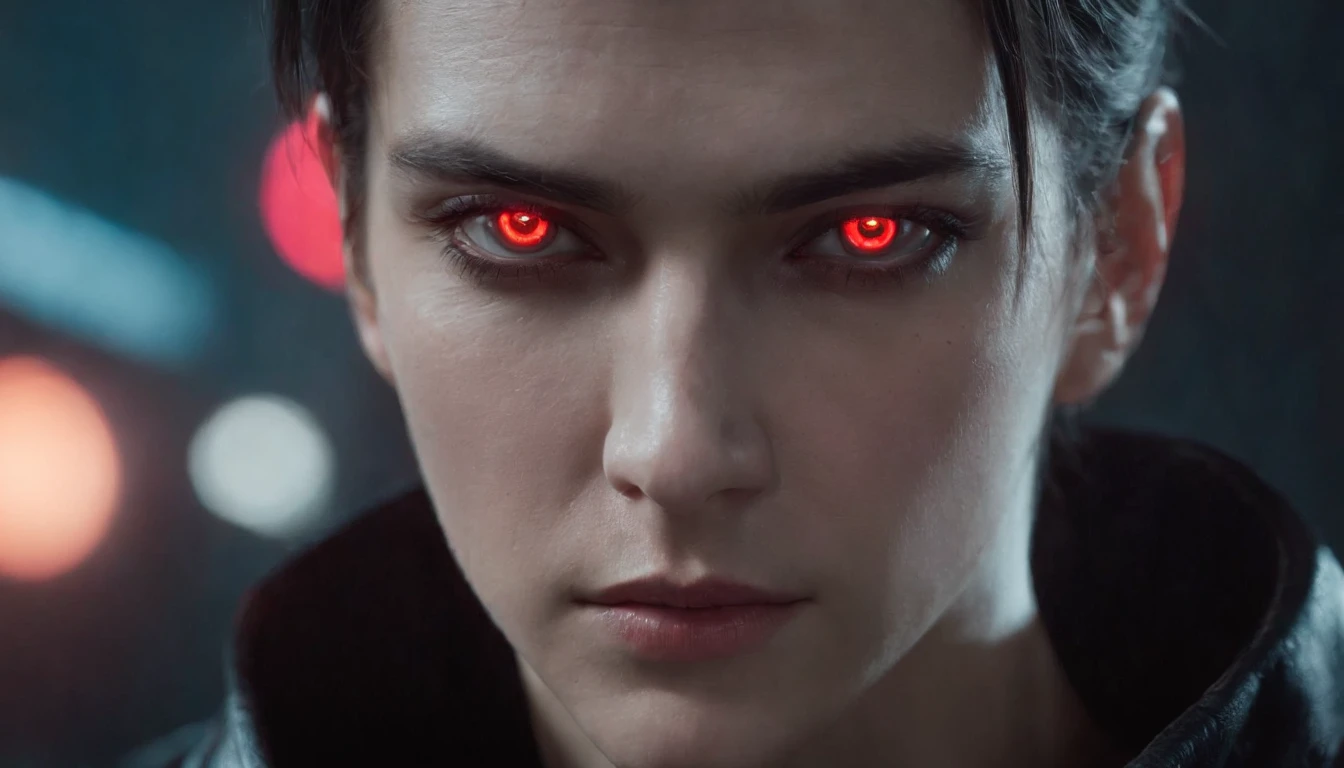 Close-up of a man with red eyes and wearing a black shirt, anime cyberpunk art, Cyberpunk anime girl, digital cyberpunk - anime art, cyberpunk anime art, digital cyberpunk anime art, female cyberpunk anime girl, beautiful cyberpunk girl face, cyberpunk horror style, perfect android girl, anime cyberpunk, high quality cyberpunk art, the cyberpunk girl portrait, Cyberpunk Girl, with Cyberpunk style