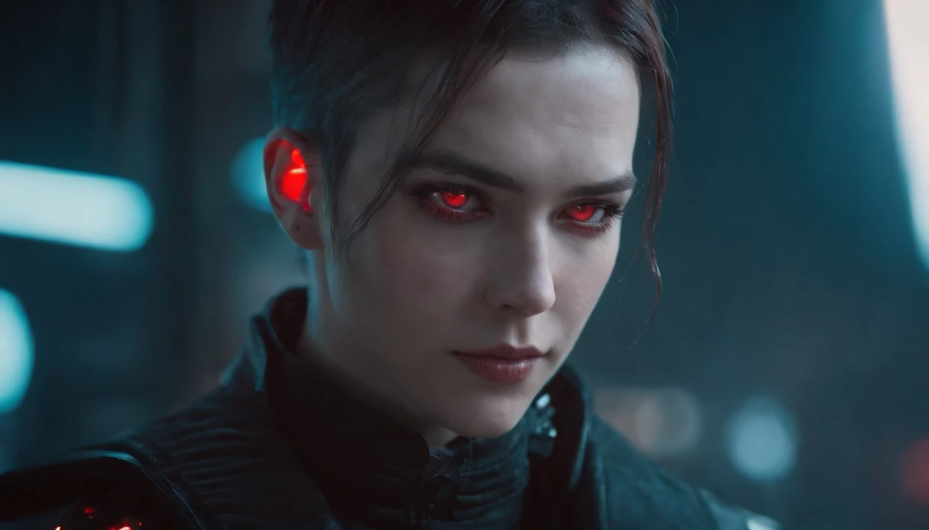 Close-up of a man with red eyes and wearing a black shirt, anime cyberpunk art, Cyberpunk anime girl, digital cyberpunk - anime art, cyberpunk anime art, digital cyberpunk anime art, female cyberpunk anime girl, beautiful cyberpunk girl face, cyberpunk horror style, perfect android girl, anime cyberpunk, high quality cyberpunk art, the cyberpunk girl portrait, Cyberpunk Girl, with Cyberpunk style