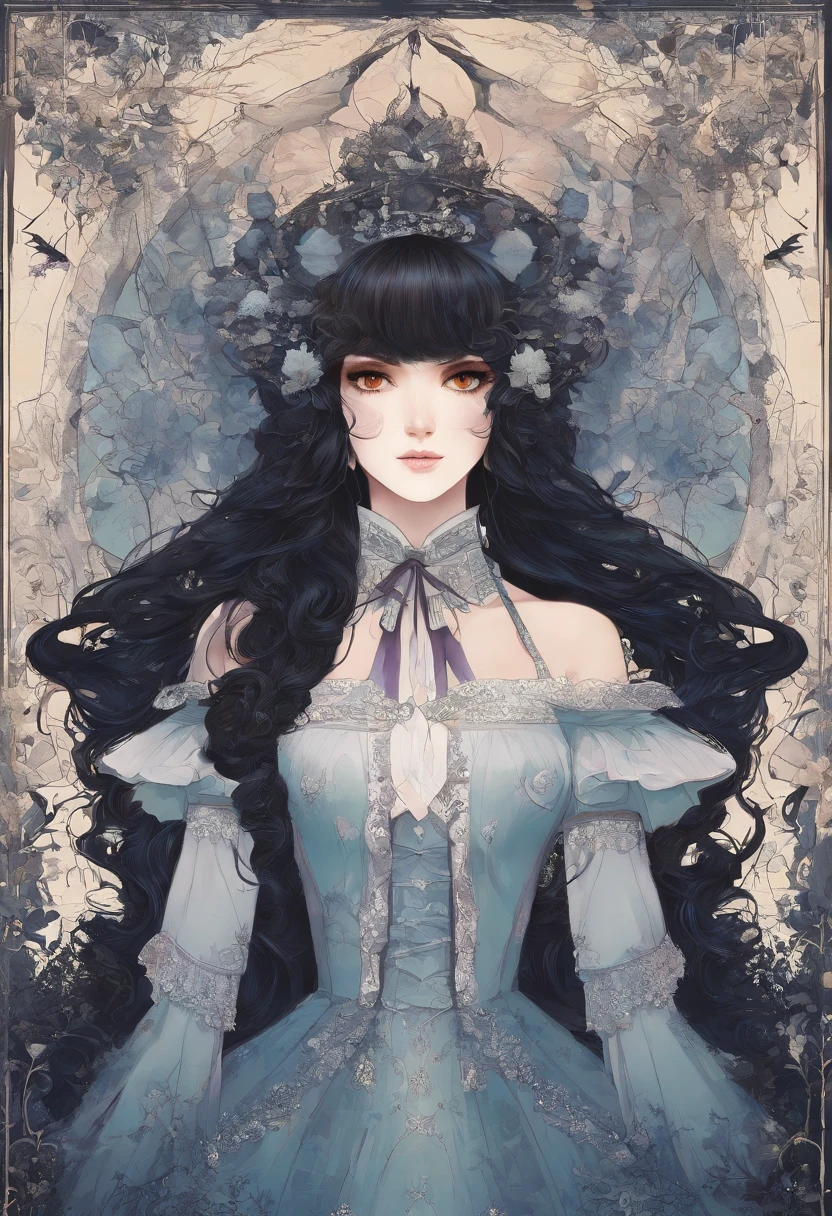 Masterpiece:1.4),, (Best quality:1.4),, Ultra-high RES,, 8K, CG,, (Extremely delicate and beautiful:1.2),,The upper part of the body,, 1girll,, Solo,, fashi-girl,, Thumbelina，Little princess，Blue taffeta court dress，Under huge mushrooms，forest backgrou ,Delicate depiction of facial features，almond eyes，Delicate eyeliner。long eyelasher，greene eyes，Black pupils，There is starlight in the eyes，Delicate lip detailing，Oil painting quality，Thick painting style