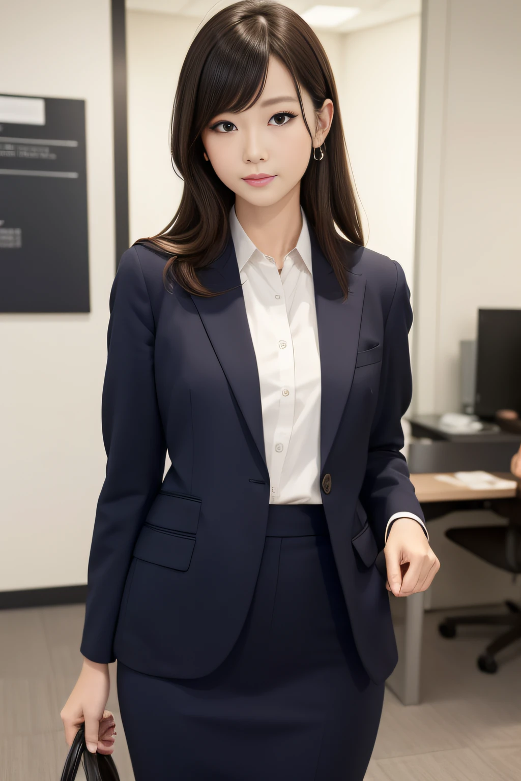 top-quality、​masterpiece、ultra res、cute girl face、Office Lady、wears a suit、full bodyesbian、Famous actresses of Japan、very beautif、A sexy