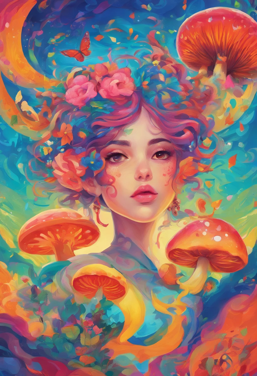 Masterpiece:1.4),, (Best quality:1.4),, Ultra-high RES,, 8K, CG,, (Extremely delicate and beautiful:1.2),,The upper part of the body,, 1girll,, Solo,, fashi-girl,, Thumbelina,Little princess,Blue taffeta court dress,Under huge mushrooms,forest backgrou ,Delicate depiction of facial features,almond eyes,Delicate eyeliner。long eyelasher,greene eyes,Black pupils,There is starlight in the eyes,Delicate lip detailing,Oil painting quality,Thick painting style