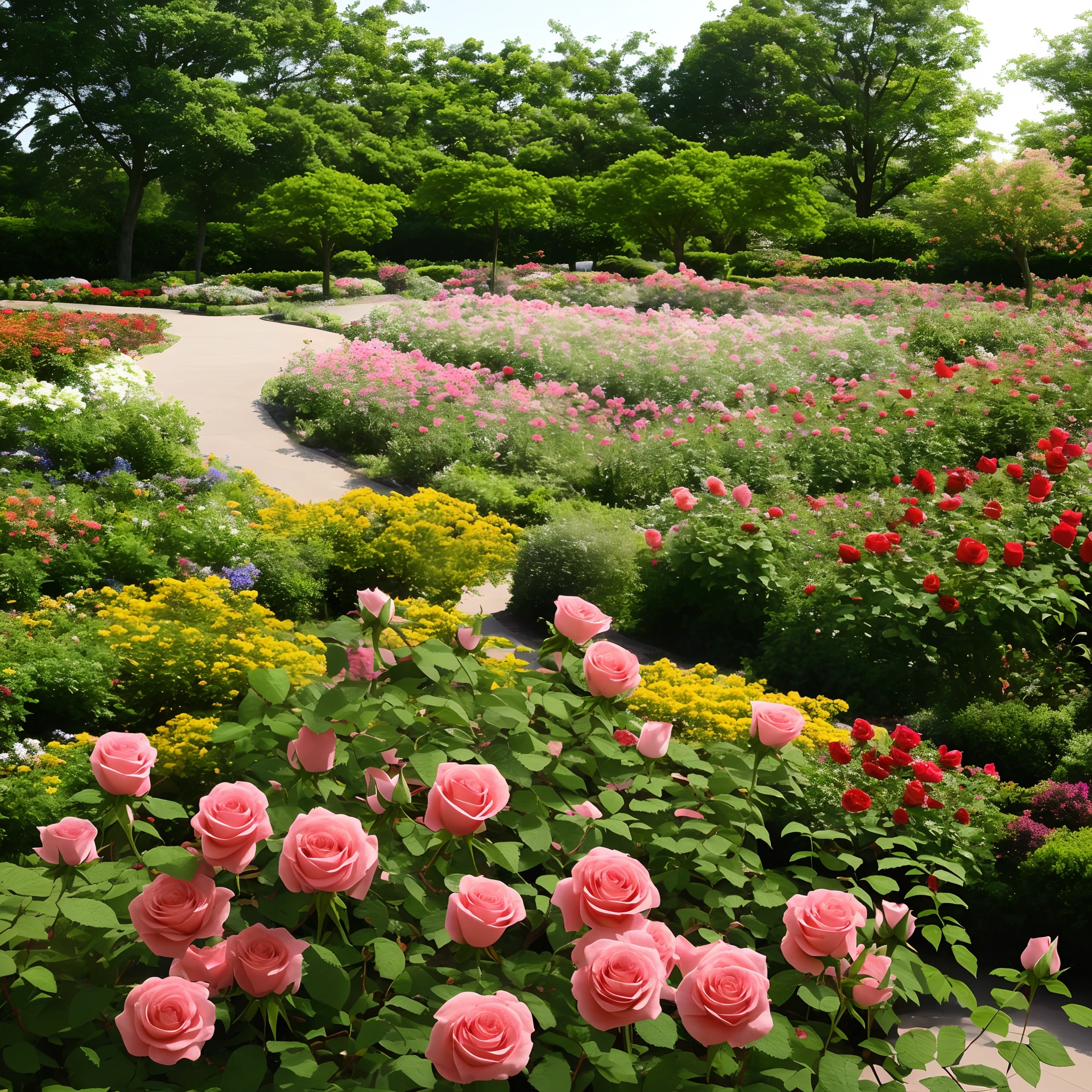 nice rose flowers garden in the morning with sun rise, niji5