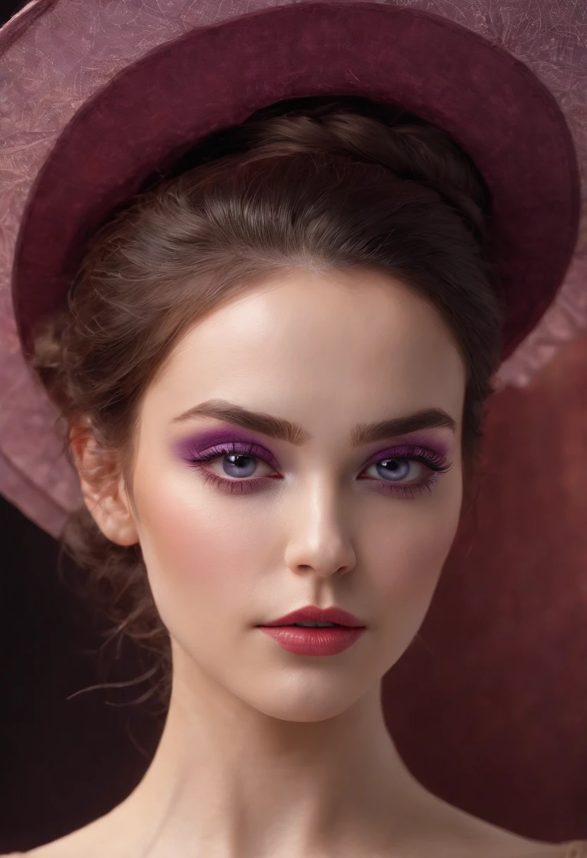 Photorealistic head-to-toe image of a gorgeous brunette woman wearing a tight formal gala-dress and a large chupalla-hat, hair in a bun, hair-bun, Colorants naturels, pose dynamique, Kinematic image, —Niji 5 — Expressive style Textured detail Gorgeous face, detailed skin, (Epic science-fiction heroine, fantasy world, Femme fatale, (inspired by Tomer hanuka, Victor Mosquera, jean giraud moebius)) Looking with purple eyes on camera, Rendu octane, Hdr, couvrir, unzoom, luminisme, Bar lighting, complexe, 8k Resolution Portrait Bioluminescens Fractal Isometry Details : Stunning realistic photography.