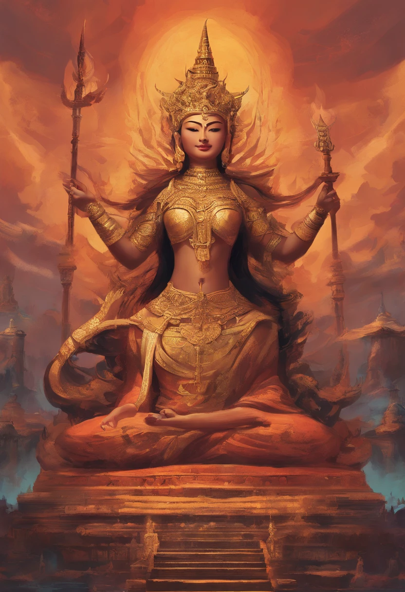 Prompt : In Burma mythology, there are countless powerful and captivating goddesses who embody different aspects of nature, wisdom, and beauty. Your task is to create your own Burmese goddess, envisioning her unique domain, appearance, and defining qualities. Consider her role in the Bagan, her relationships with other gods and mortals, and the stories that might surround her. Delve into the depths of your imagination and bring forth a deity worthy of admiration and awe, a burmese goddess unlike any other.