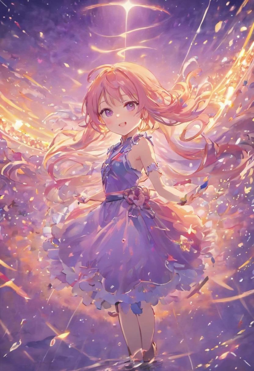 (best quality,4k,8k,highres,masterpiece:1.2),ultra-detailed,(realistic,photorealistic,photo-realistic:1.37),magic girl,japanese anime,cute ,moe,purple,petite,cute,Heisei anime, beautiful detailed eyes,beautiful detailed lips,extremely detailed eyes and face,long eyelashes,illustration, vivid colors,anime style,soft light,sparkles,fantasy magic,flowing dress,fantasy landscape