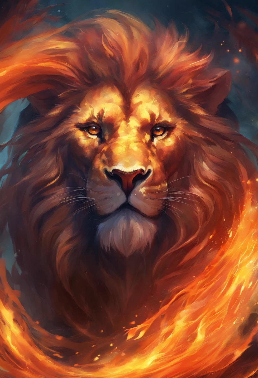 Splendorous fire lion roaring