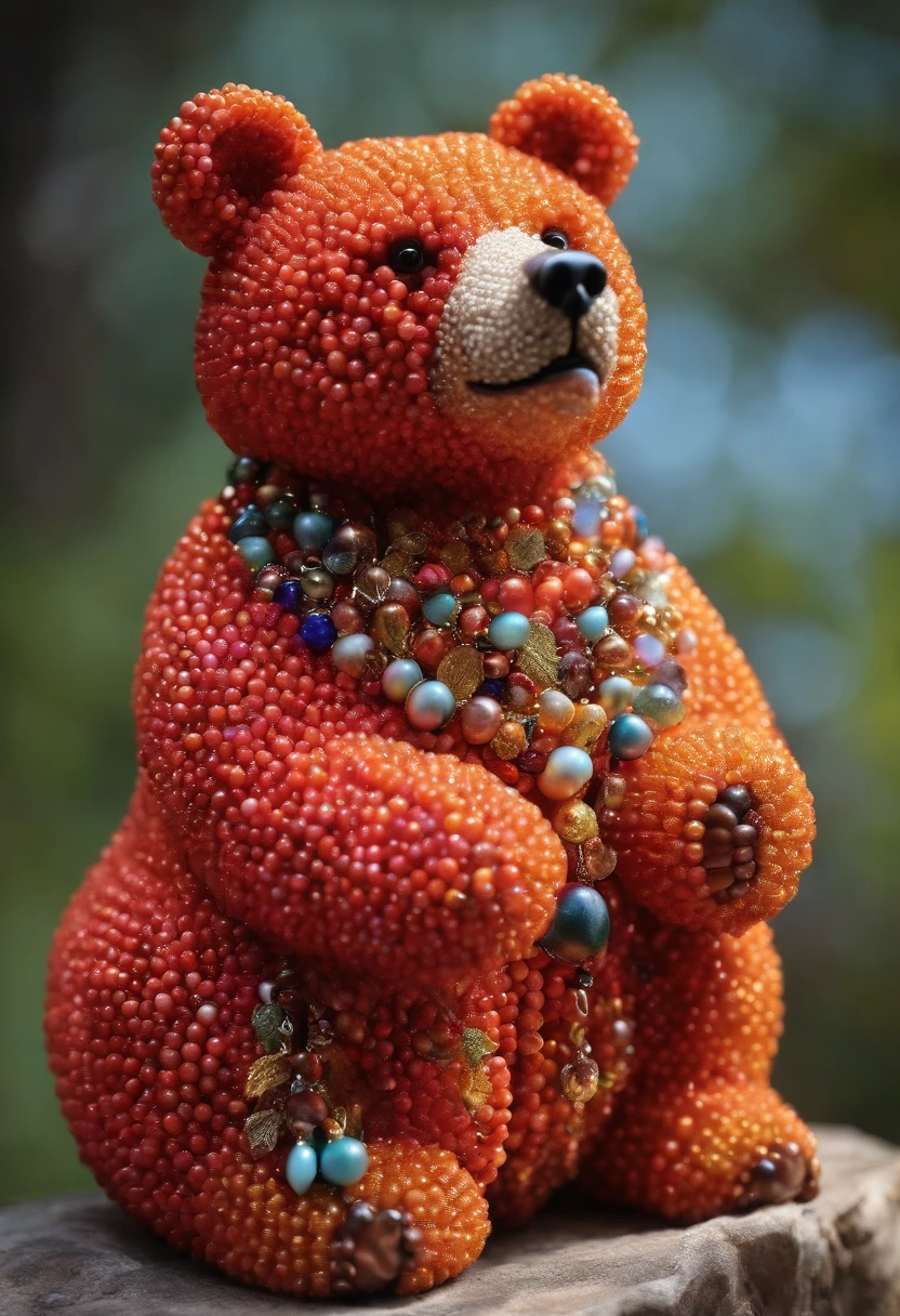 bear made of beads ,cor de rosa e nuvens brancas